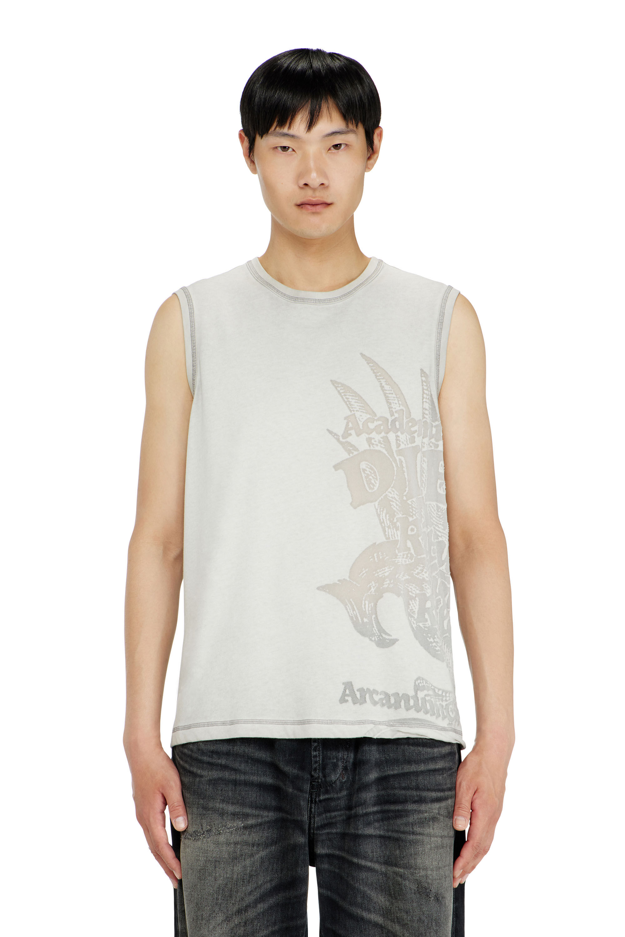 Diesel - T-RAWBISCO, D&eacute;bardeur sans manches avec graphismes emboss&eacute;s Homme in Gris - 3