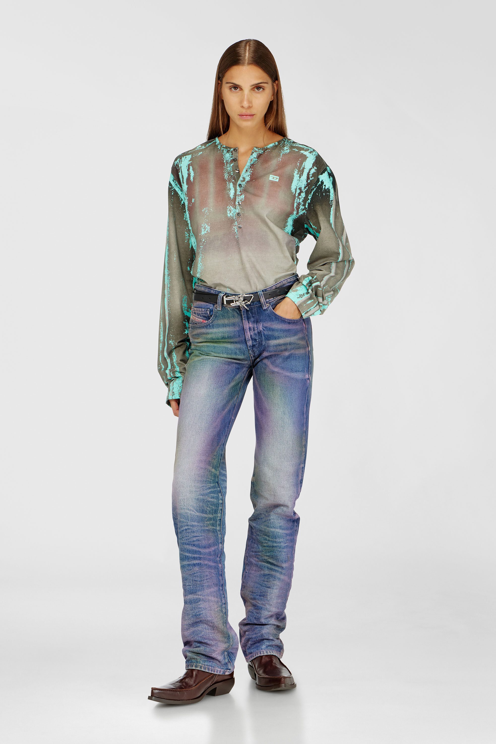 Diesel - Regular Jeans D-Lie 007FW Femme, Polychrome/Bleu - Image 2