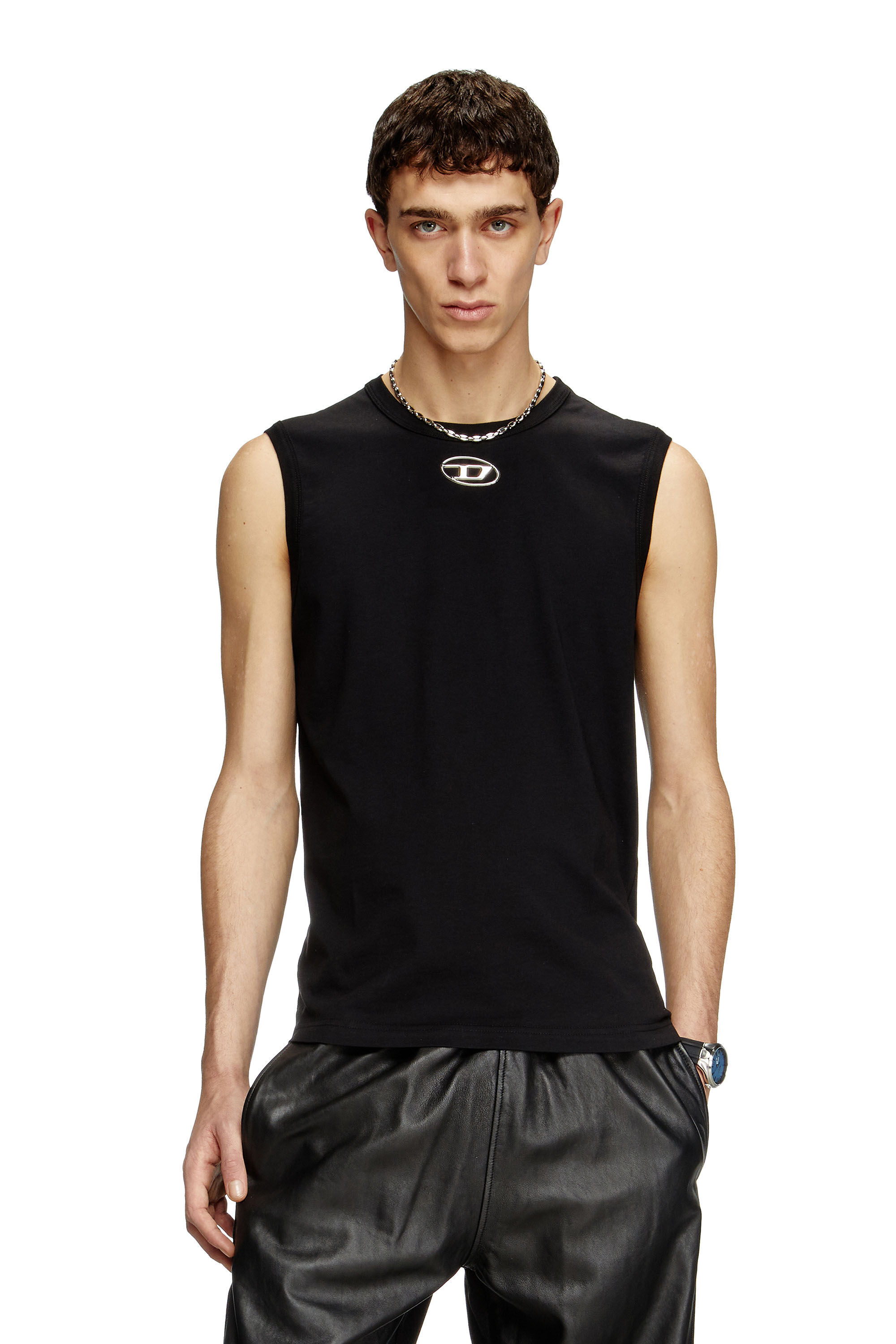 Diesel - T-BISCO-OD, Débardeur avec Oval D métallisé Homme in Noir - 3