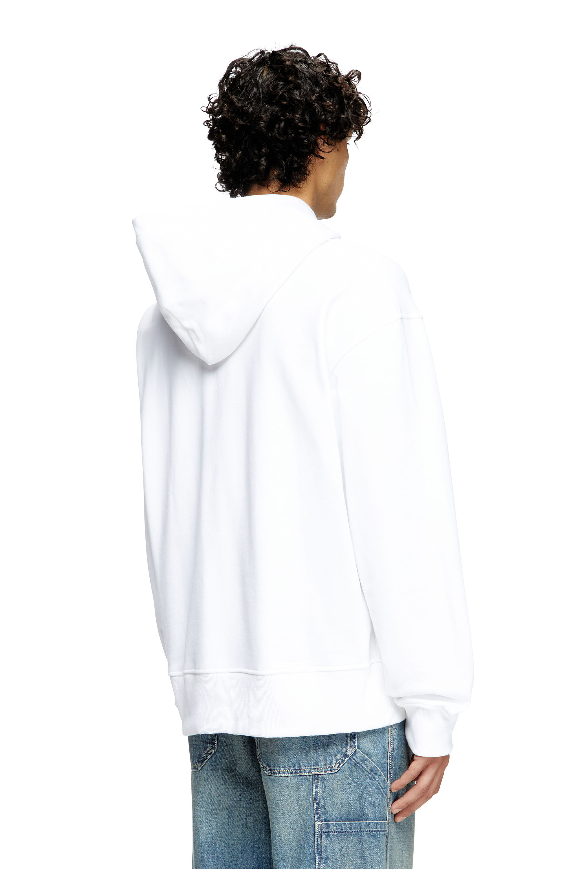 Diesel - S-MACS-HOOD-OD, Sweat-shirt &agrave; capuche oversize avec logo m&eacute;tallis&eacute; Homme in Blanc - 4