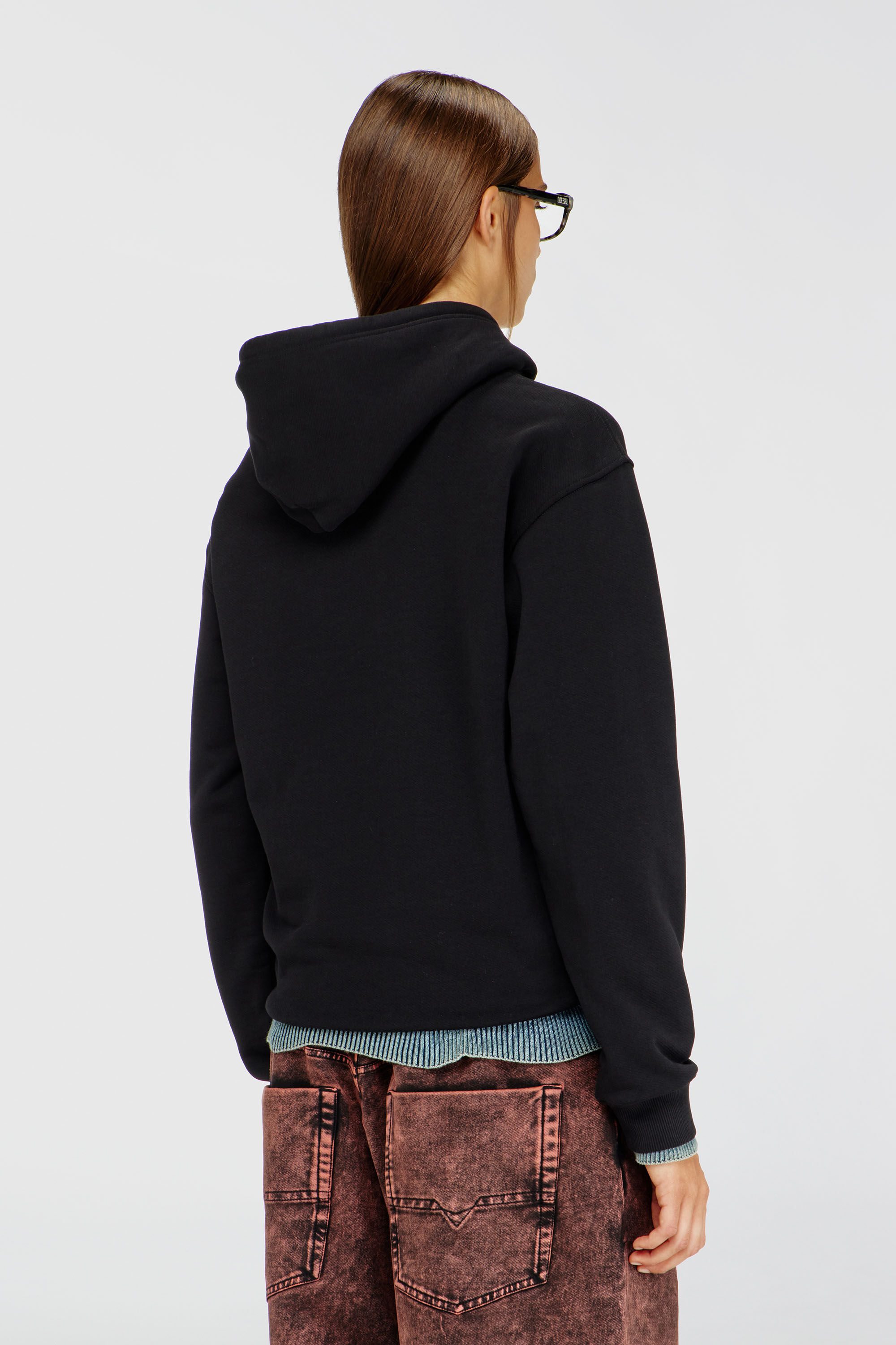 Diesel - F-NORMY-HOOD-OD, Sweat &agrave; capuche en coton avec logo Oval D Femme in Noir - 4