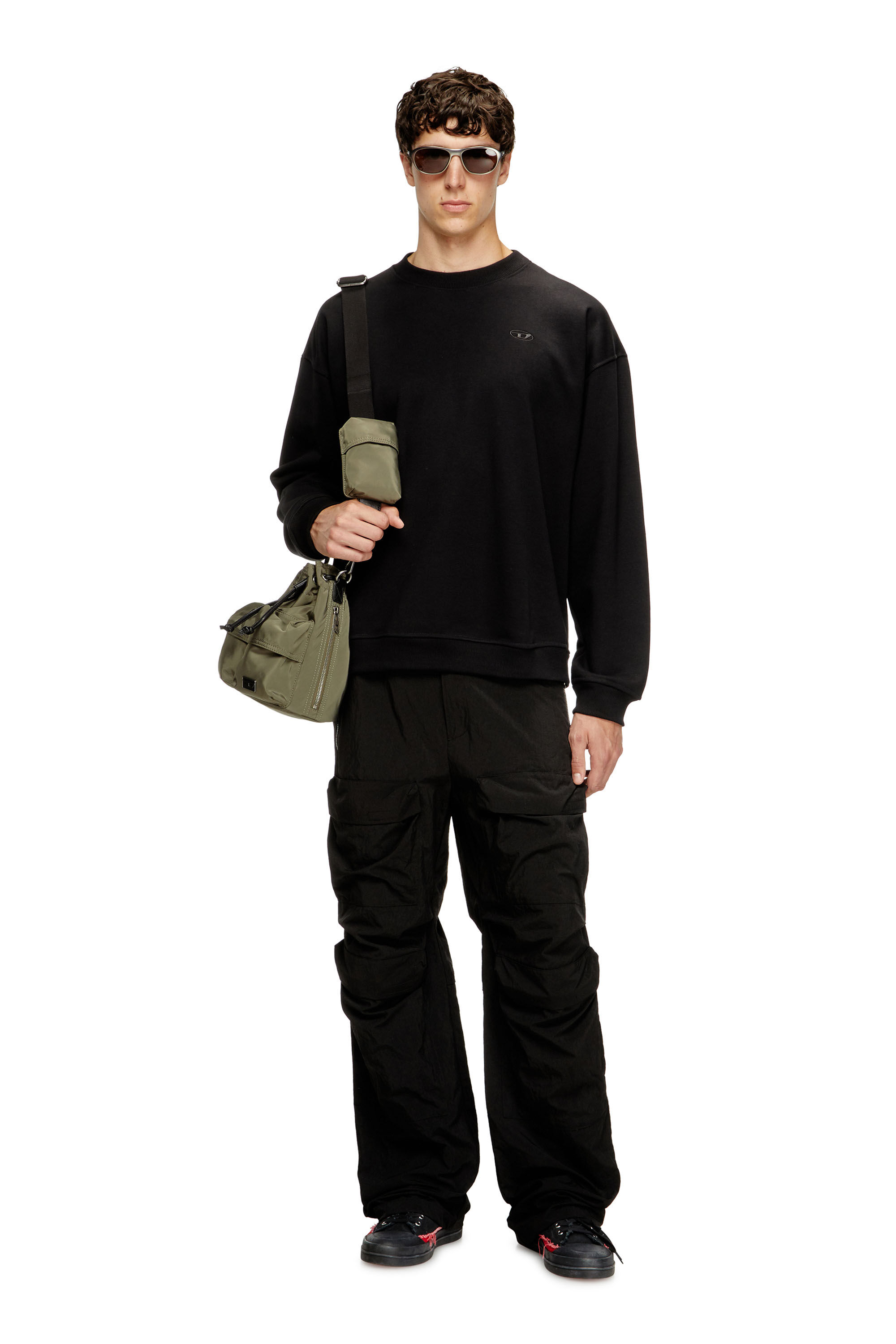 Diesel - S-BOXT-T2, Sweat-shirt avec logo Oval D Homme in Noir - 1
