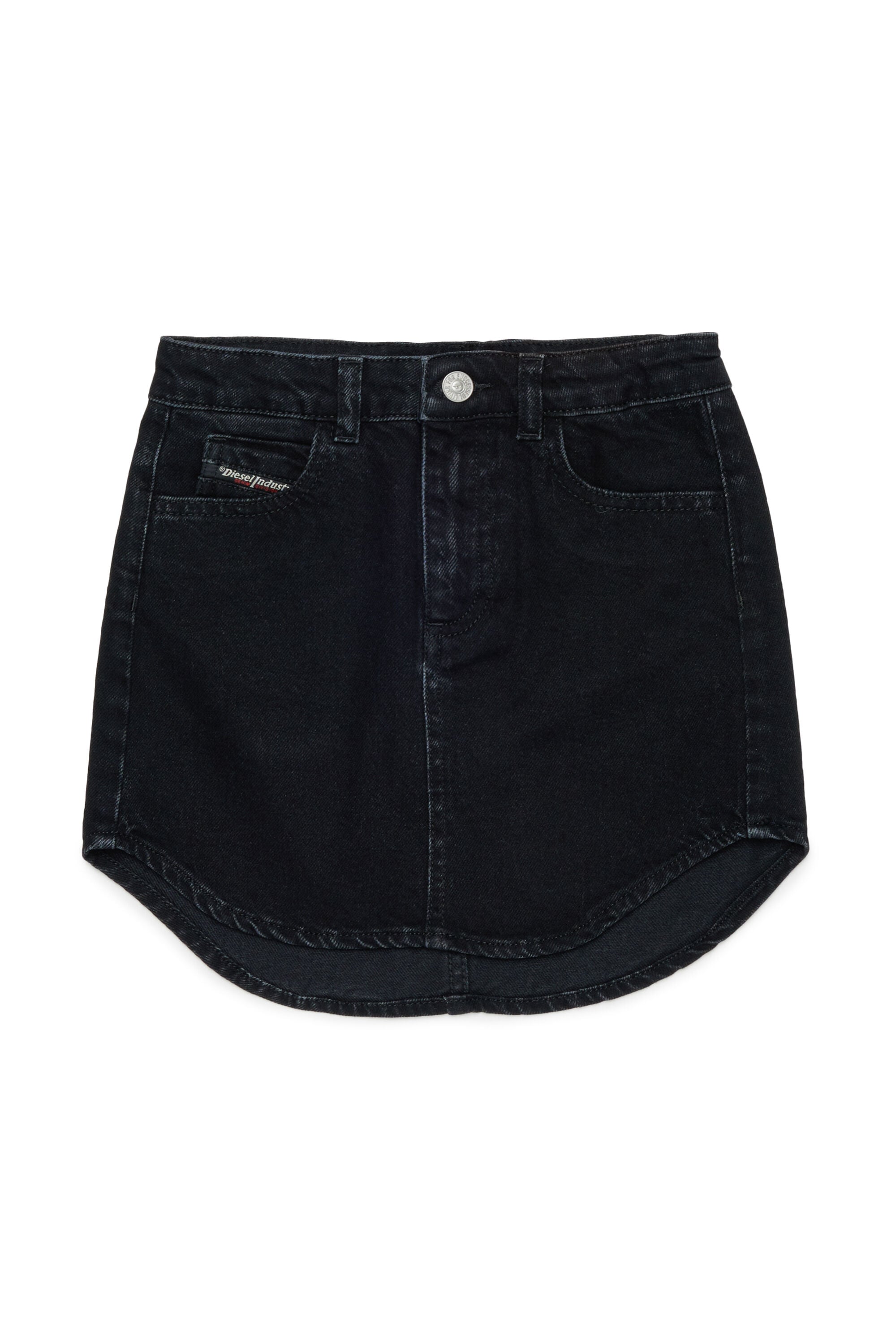 Diesel - GEARD, Woman's Denim mini skirt with curved hem in Black/Dark grey - 1