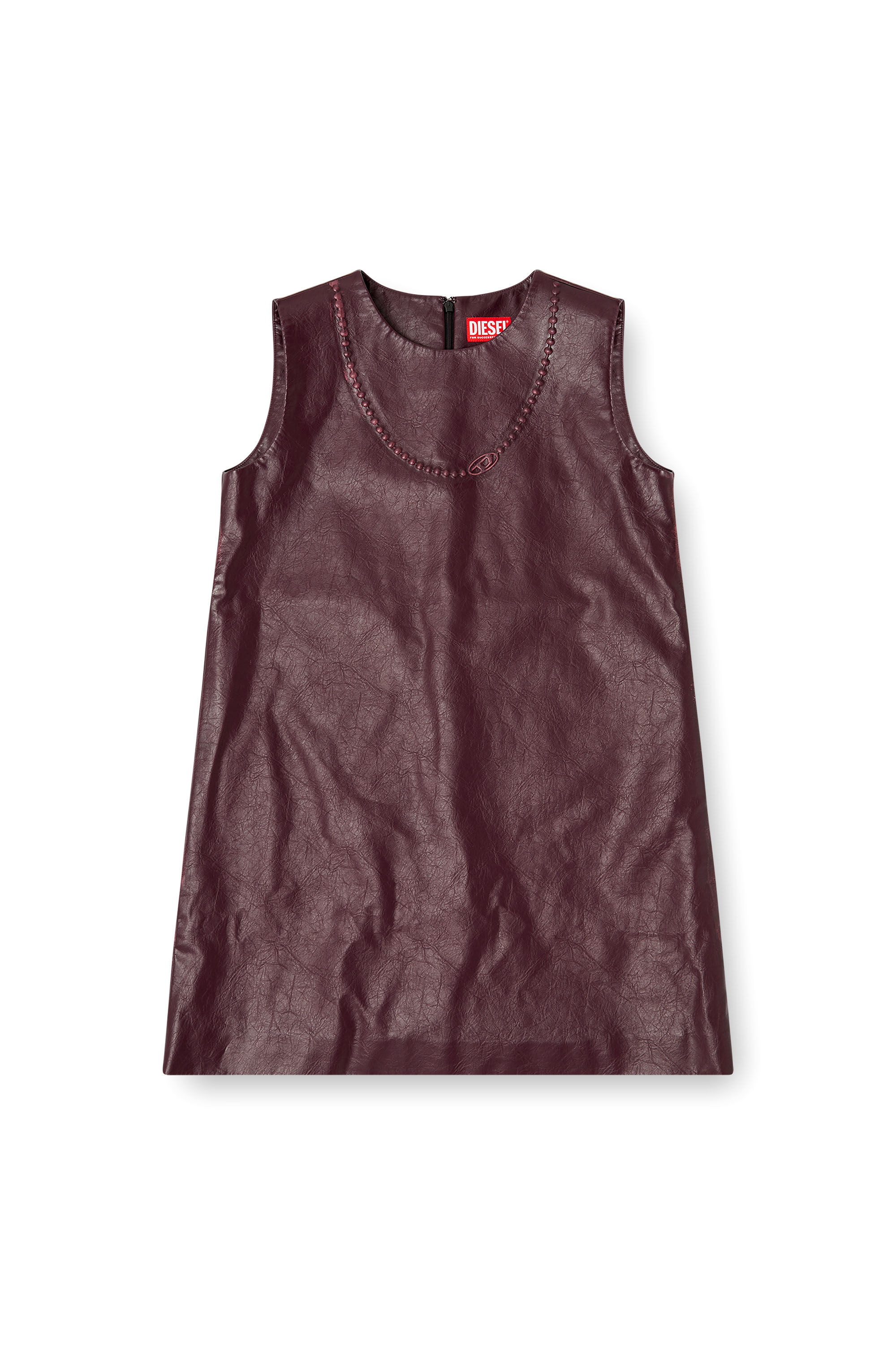 Diesel - FR-D-ARES, Mini-robe sans manches burgundy en tissu enduit Femme in Rouge - 2