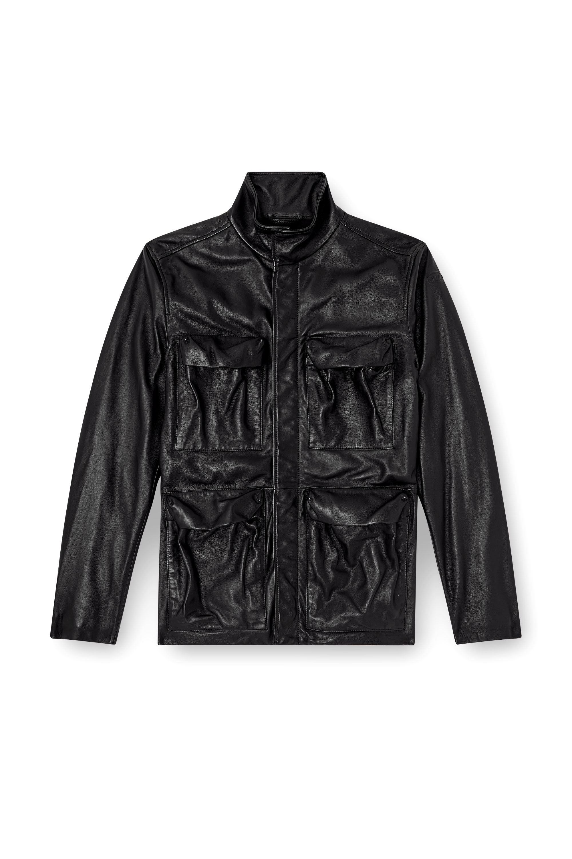 Diesel - L-GAST, Unisex's Leather jacket with utility pockets in Black - 2