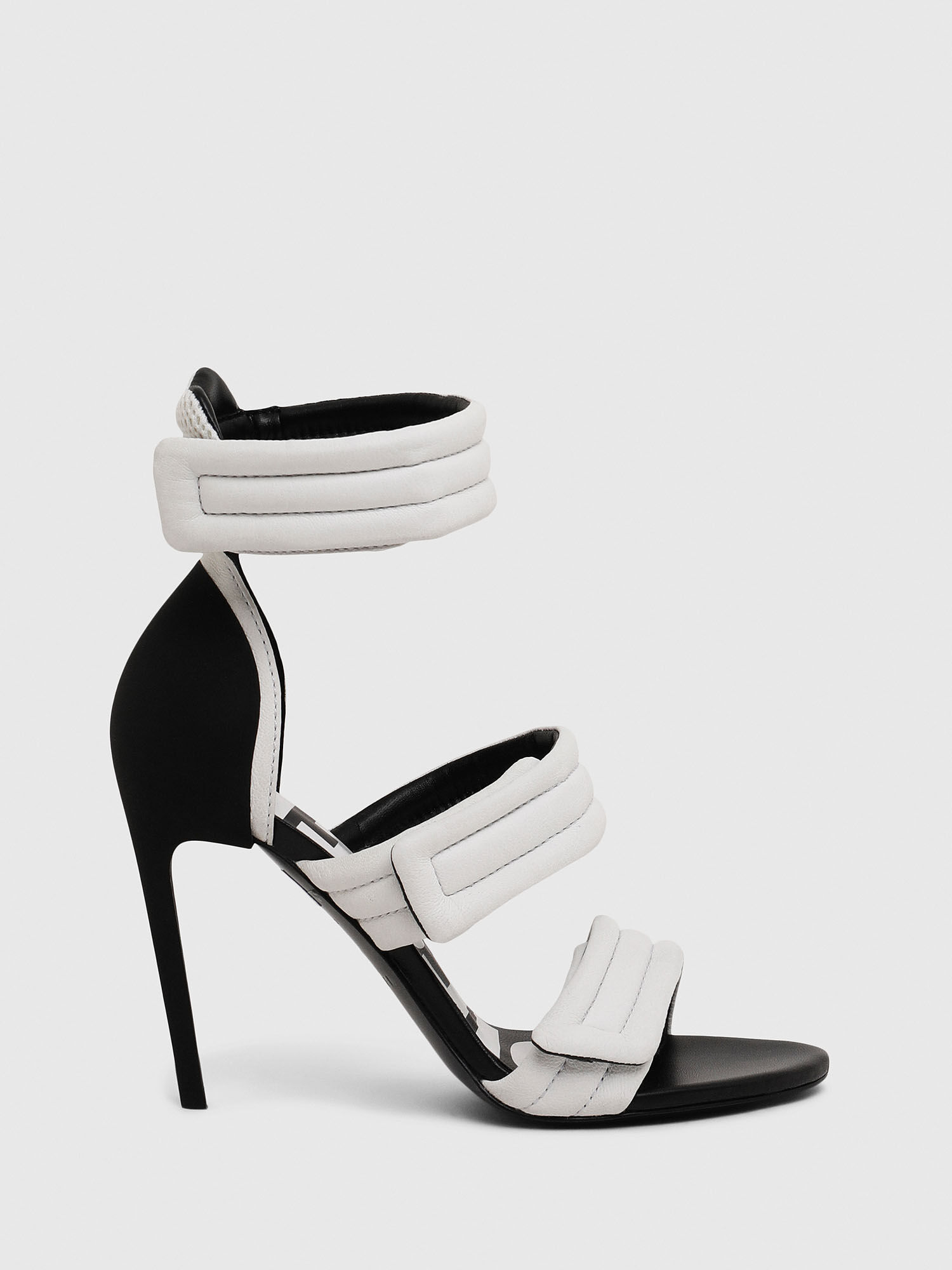 black and white sandals with heel