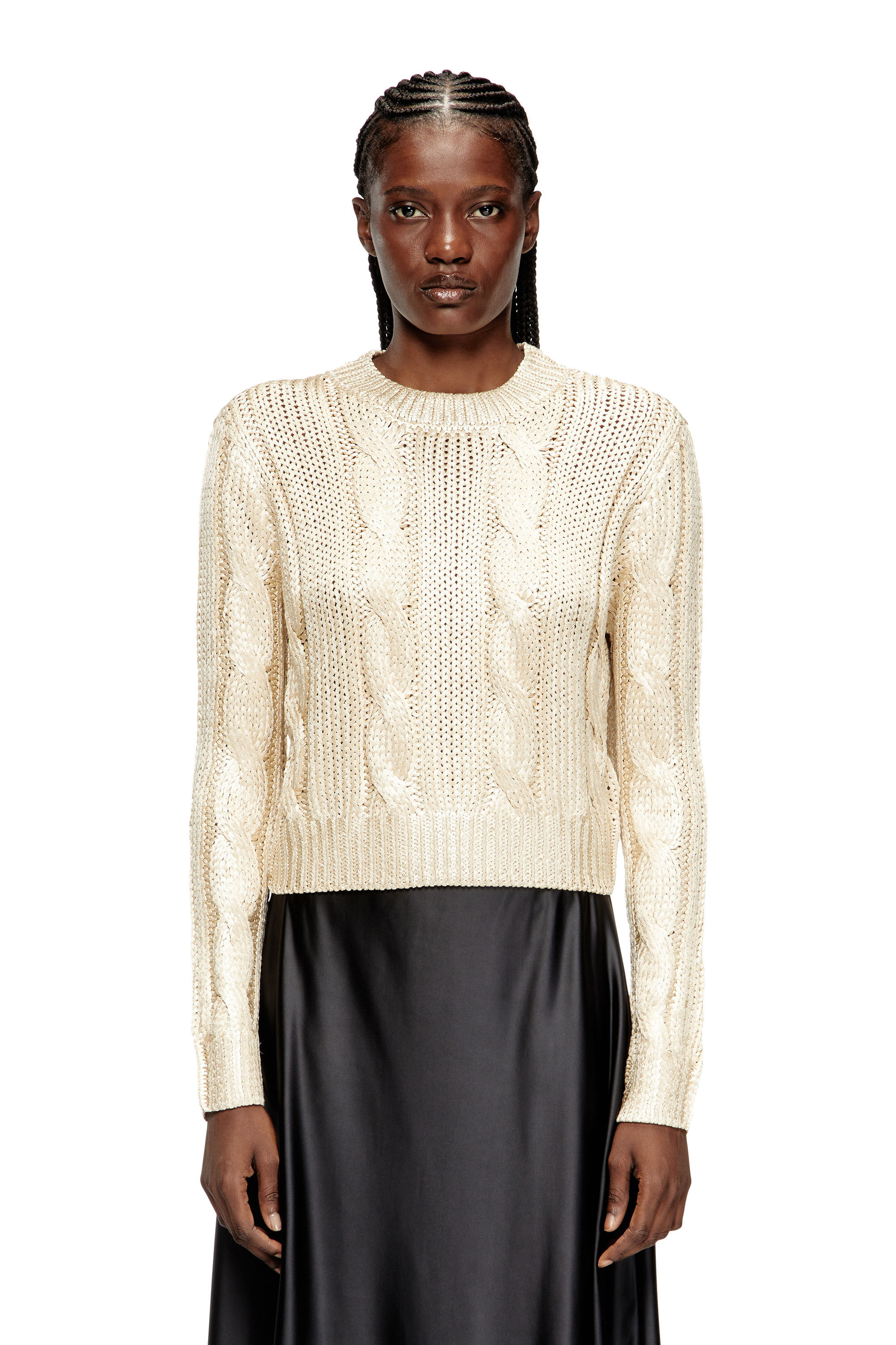 Diesel - M-MICCHA, Pull torsadé avec effet brillant Femme in ToBeDefined - 3