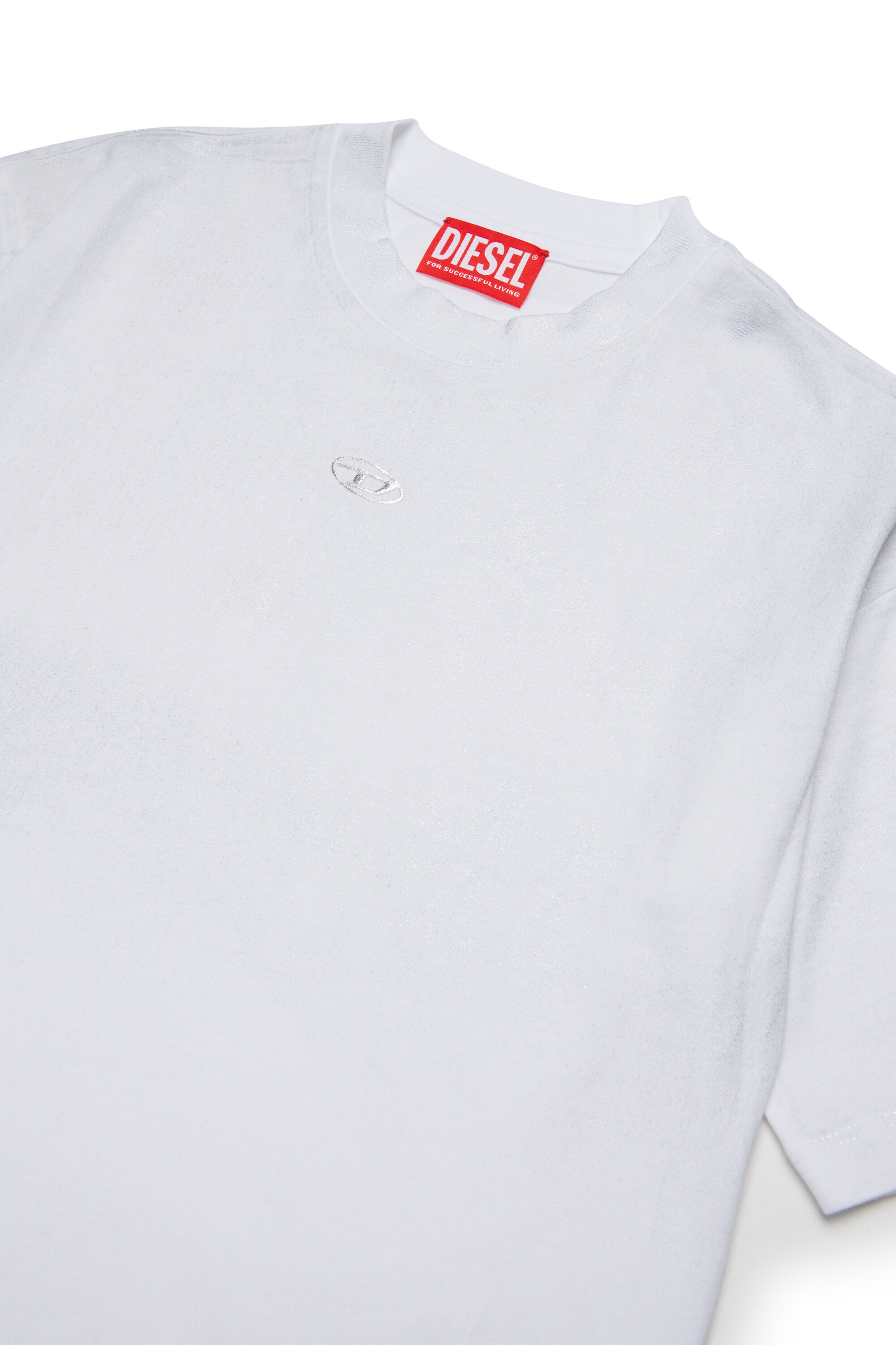 Diesel - TANORMYS2, T-shirt en coton avec broderie ton sur ton Oval D Femme in Blanc - 3