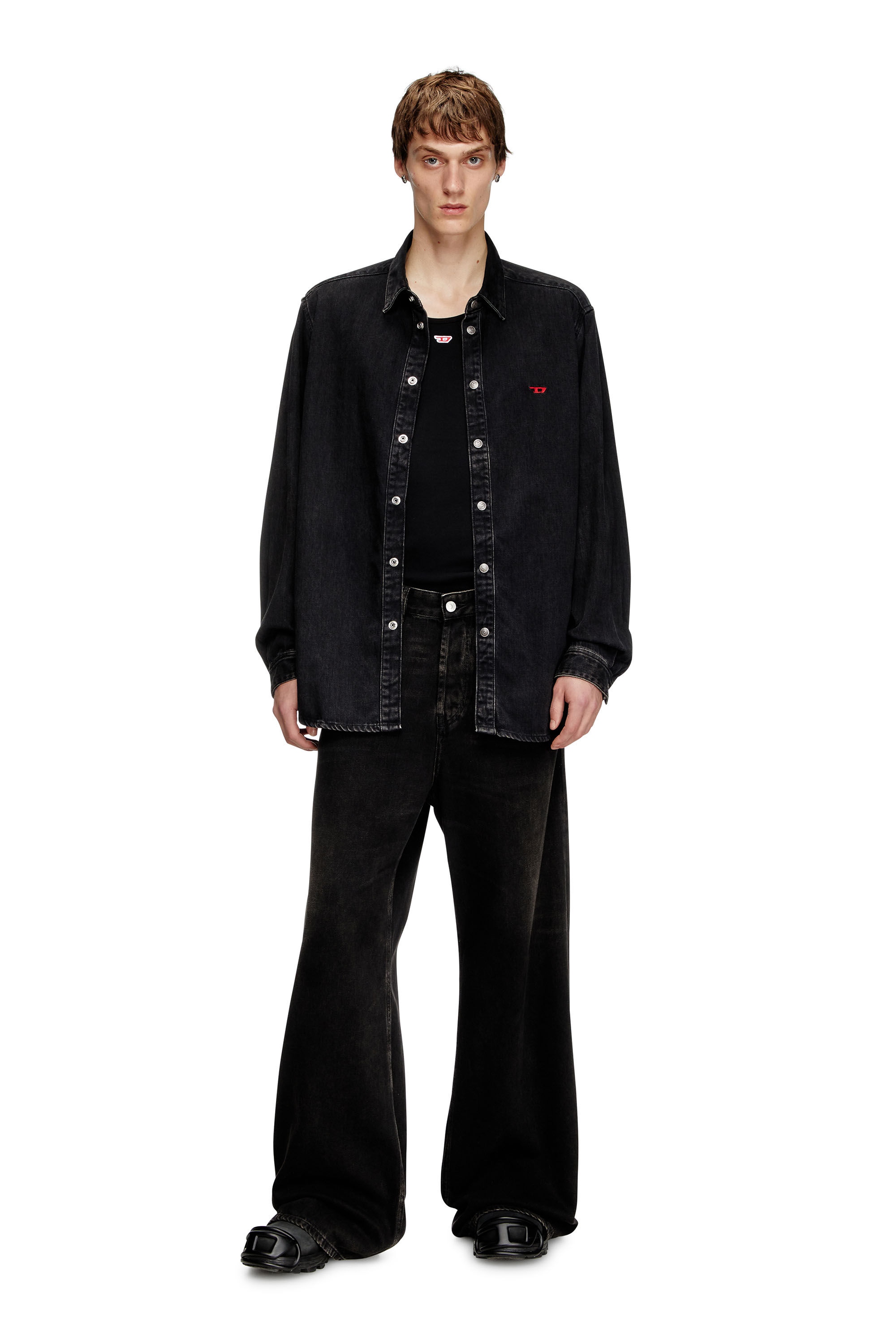 Diesel - D-SIMPLY, Chemise en denim TENCEL Homme in Noir - 1