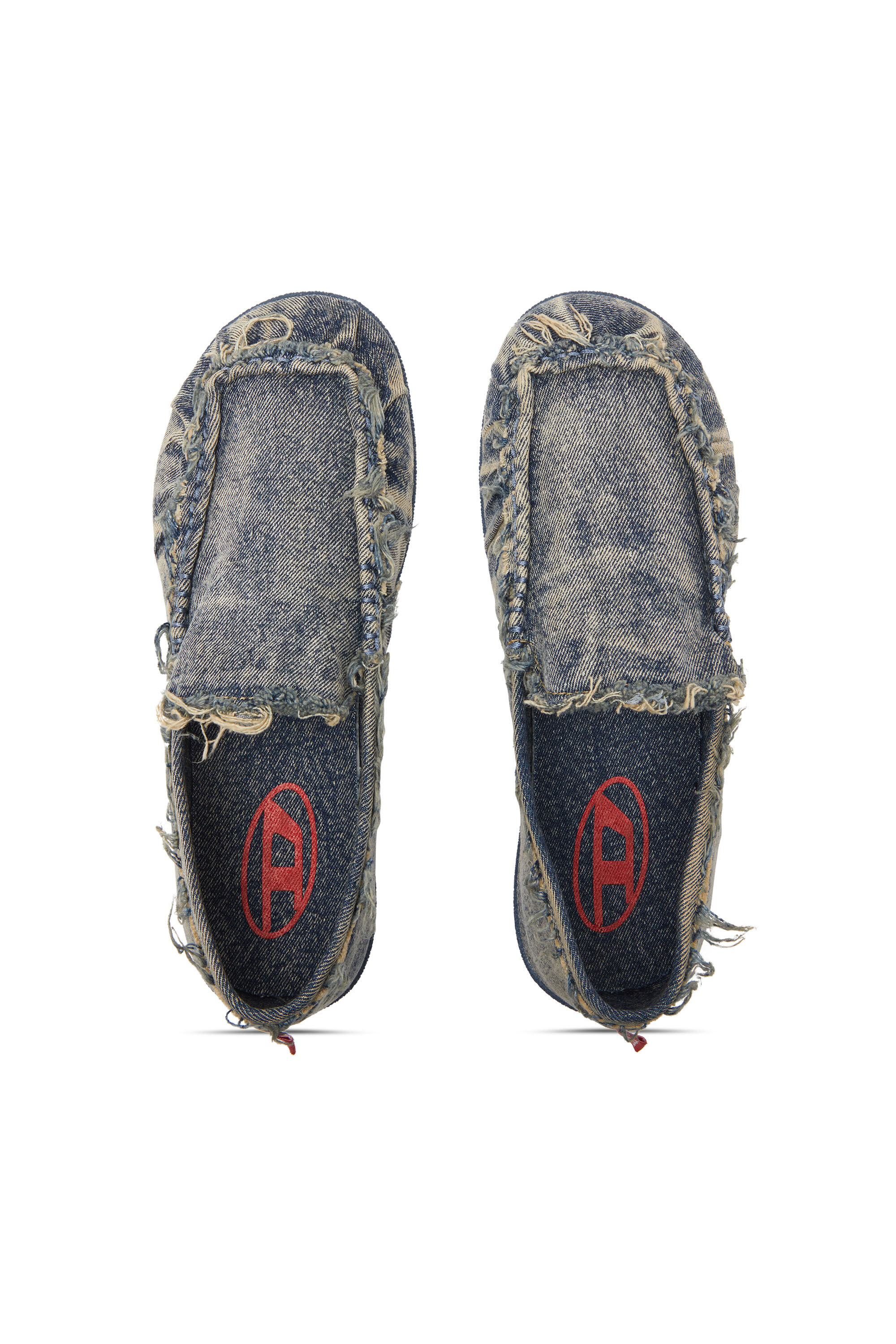 Diesel - D-SHOCK MOC, D-Shock-Mocassins en denim effet vieilli Homme in Bleu - 5