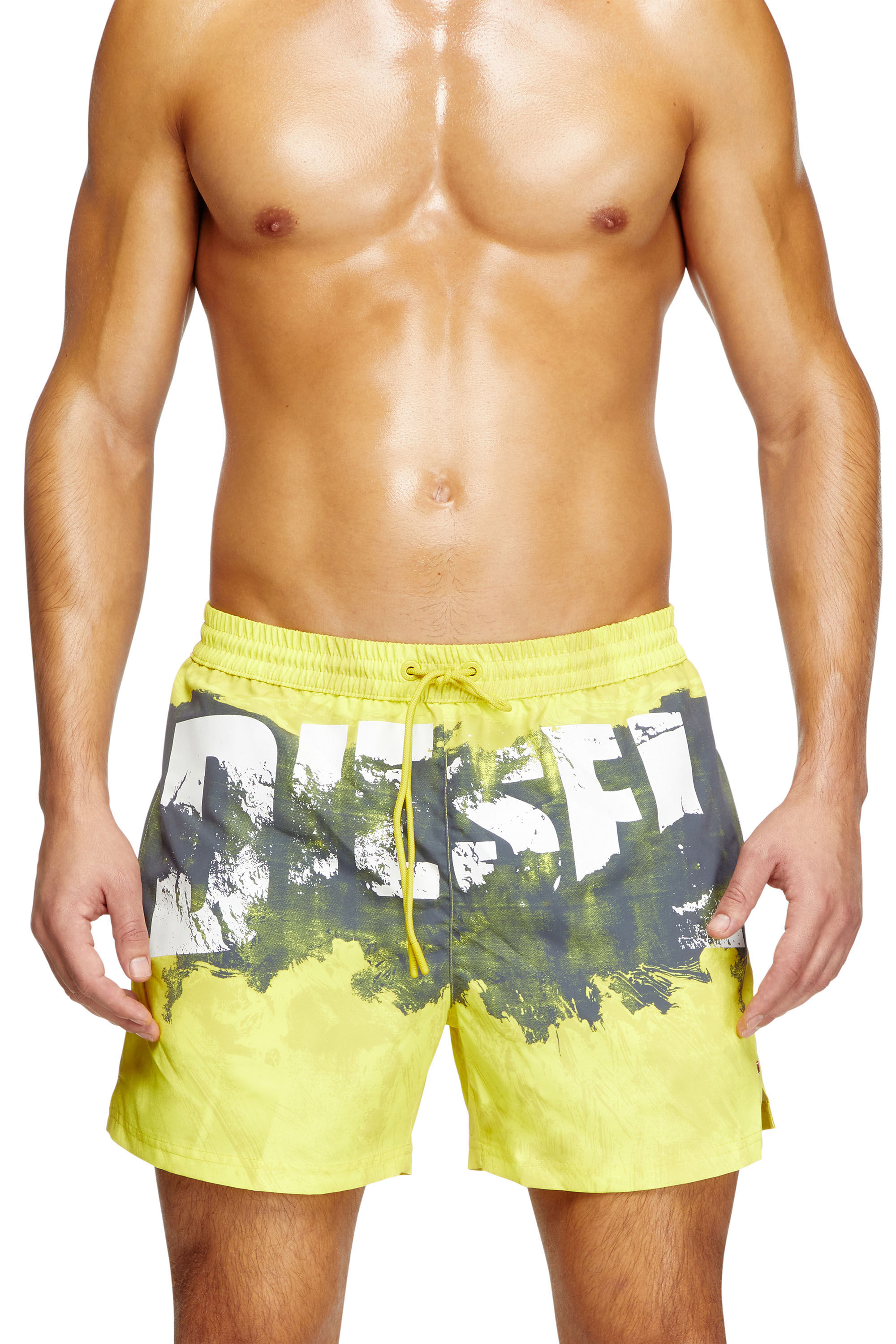 Diesel - KEN-37-D-POP, Short de bain mi-long avec imprimé graphique Homme in Jaune - 1