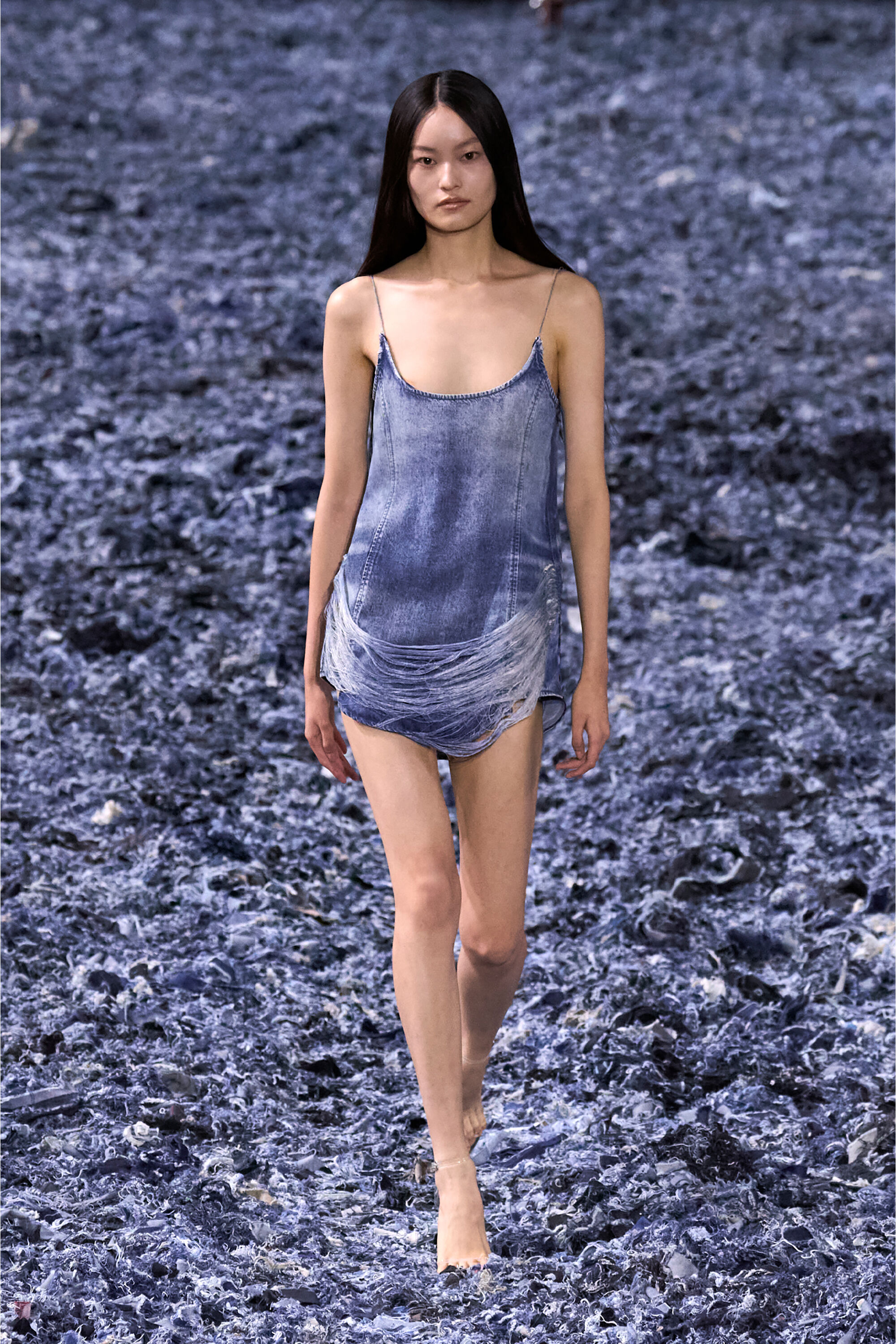 ワンピース DIESEL DRESS (A189640CMBP 01) Women's Minidress in fringed Tencel denim | Blue | Diesel