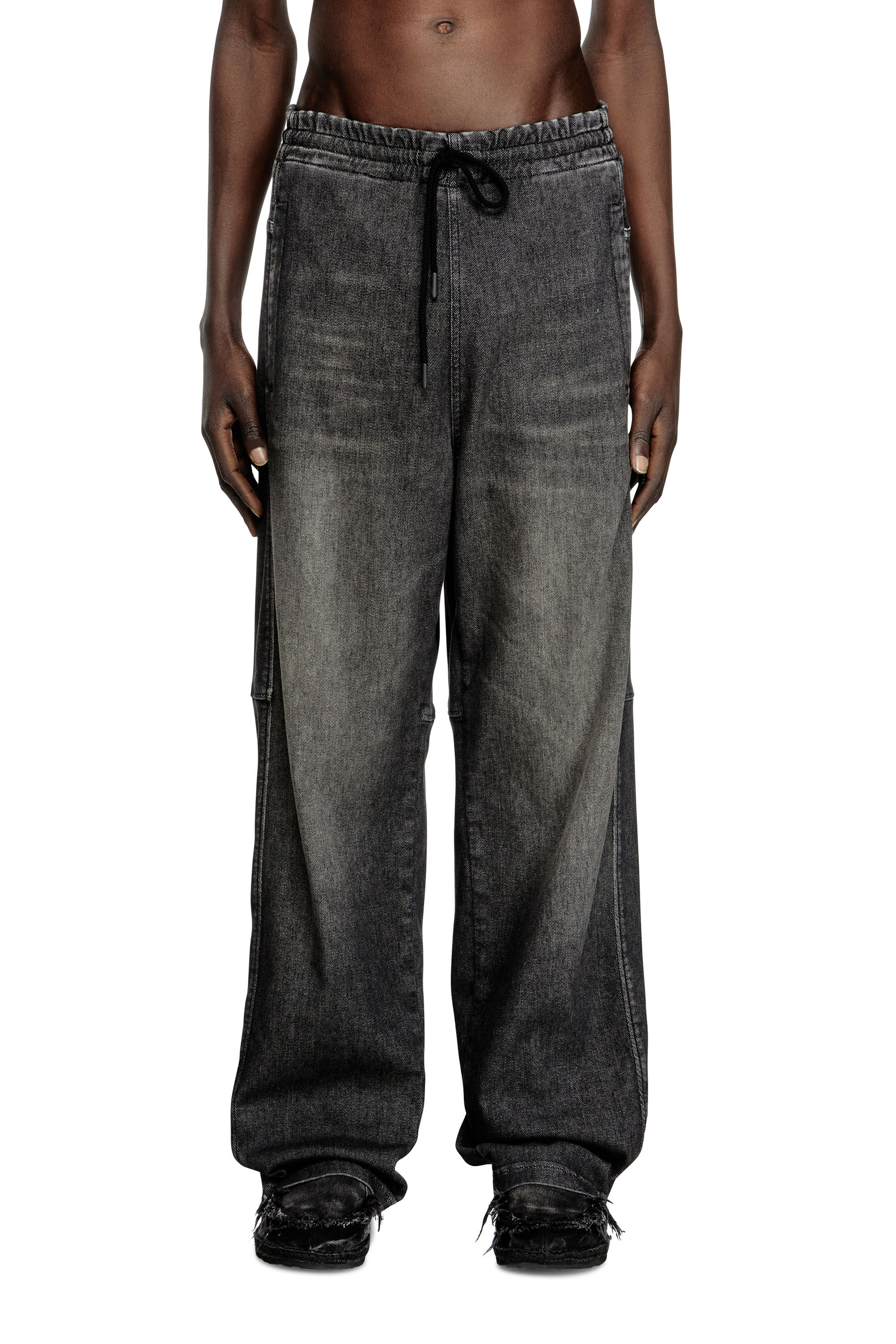 Diesel - Relaxed D-Martyans Track Denim 09L77 Mixte, Noir/Gris foncé - Image 3