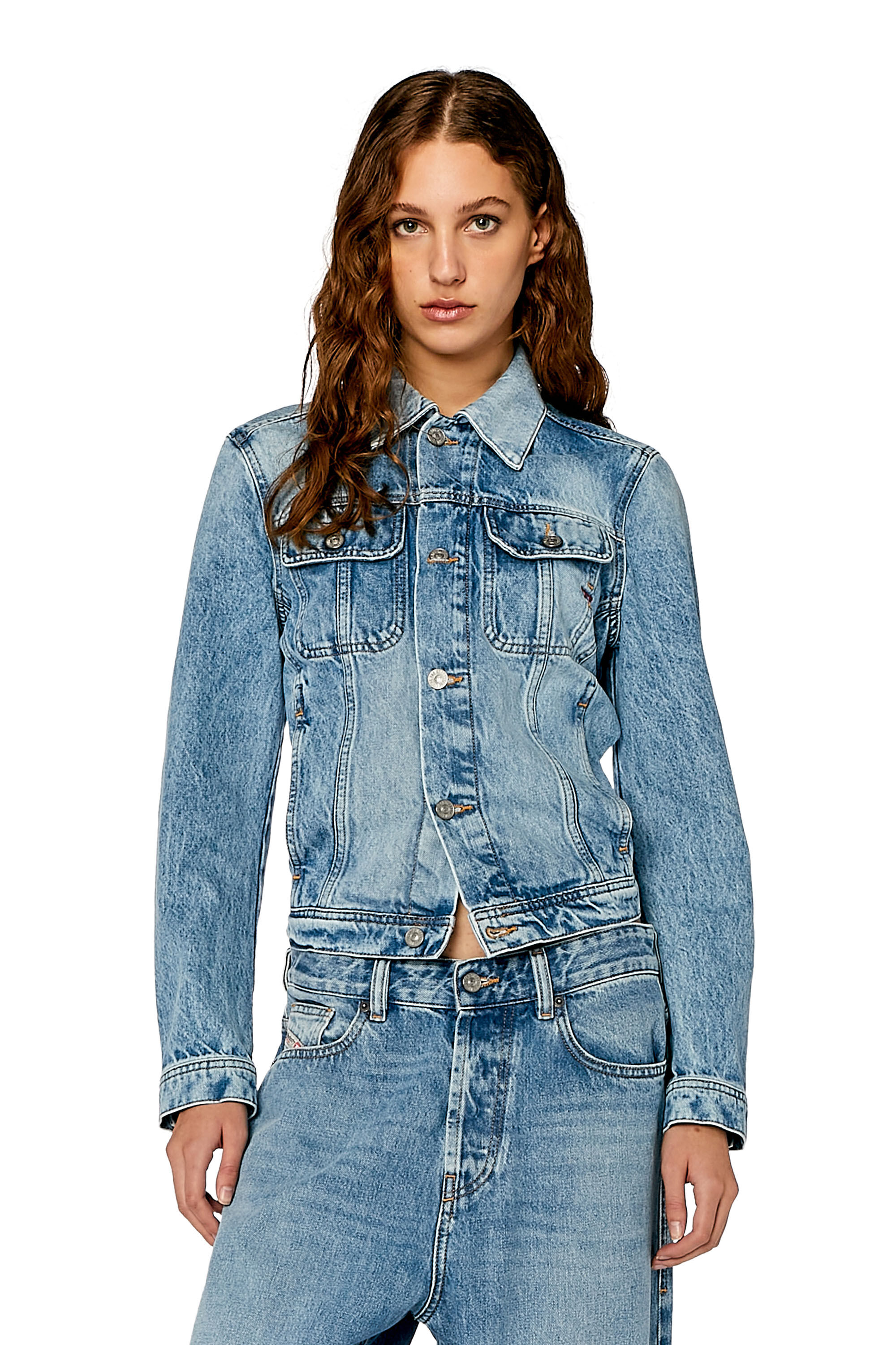 Diesel - DE-BONNY, Veste trucker en denim Femme in Bleu - 1