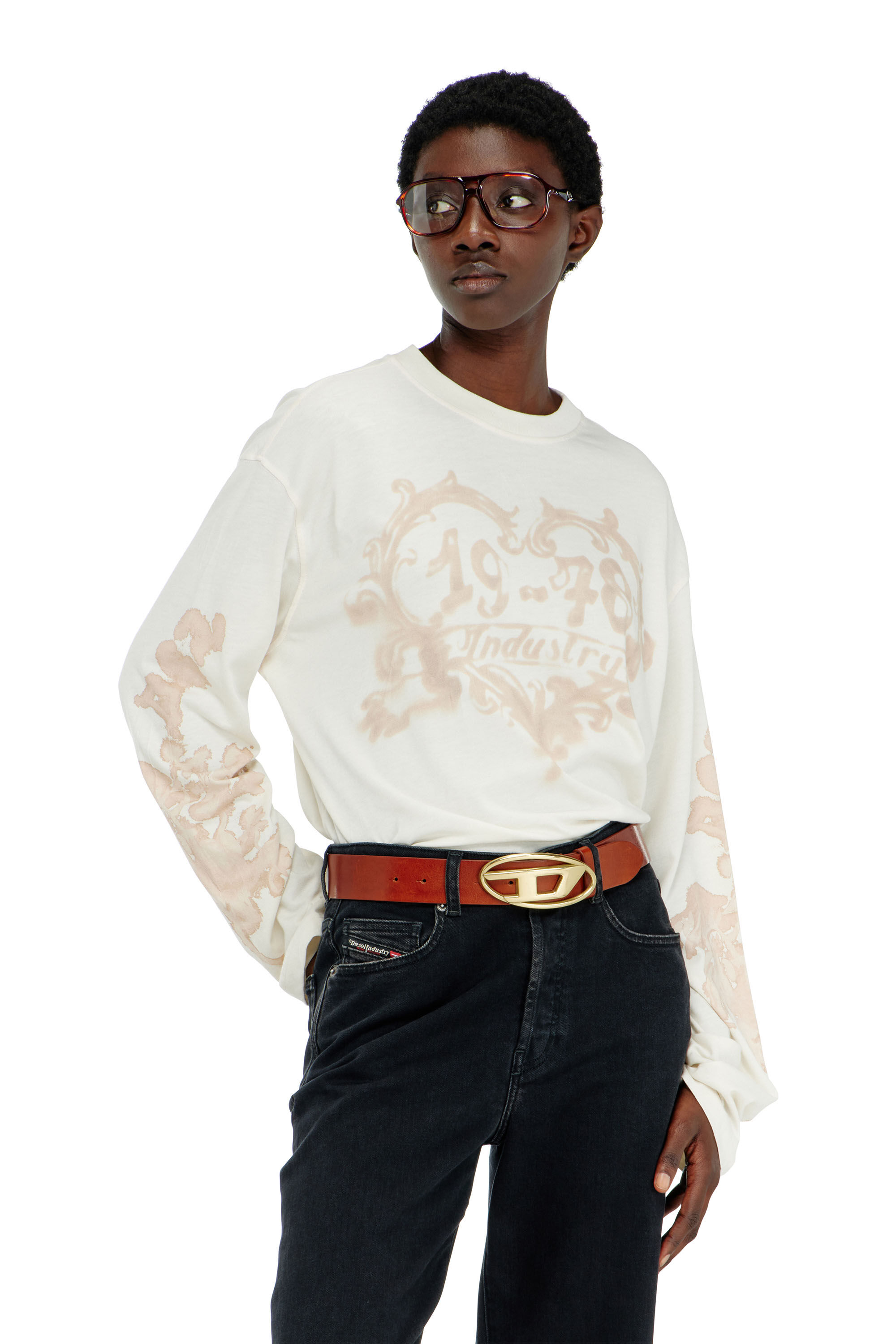 Diesel - T-HILARY-LS-AA1, T-shirt &agrave; manches longues en coton avec imprim&eacute; graphique Femme in Polychrome - 3
