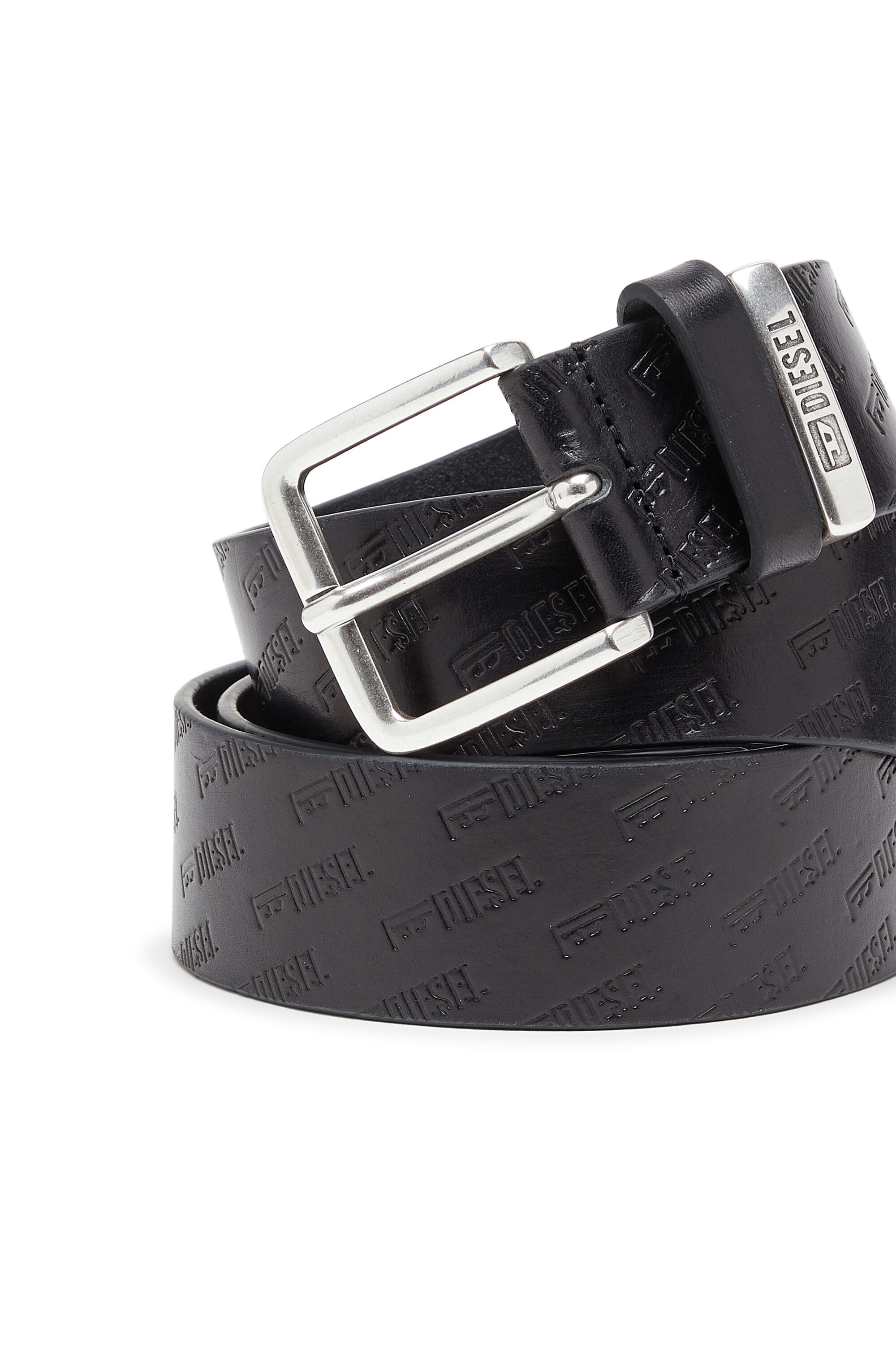 Diesel - B-MONOGRAM DSL, 4 cm ceinture en cuir avec logo Diesel emboss&eacute; all-over Homme in Noir - 3