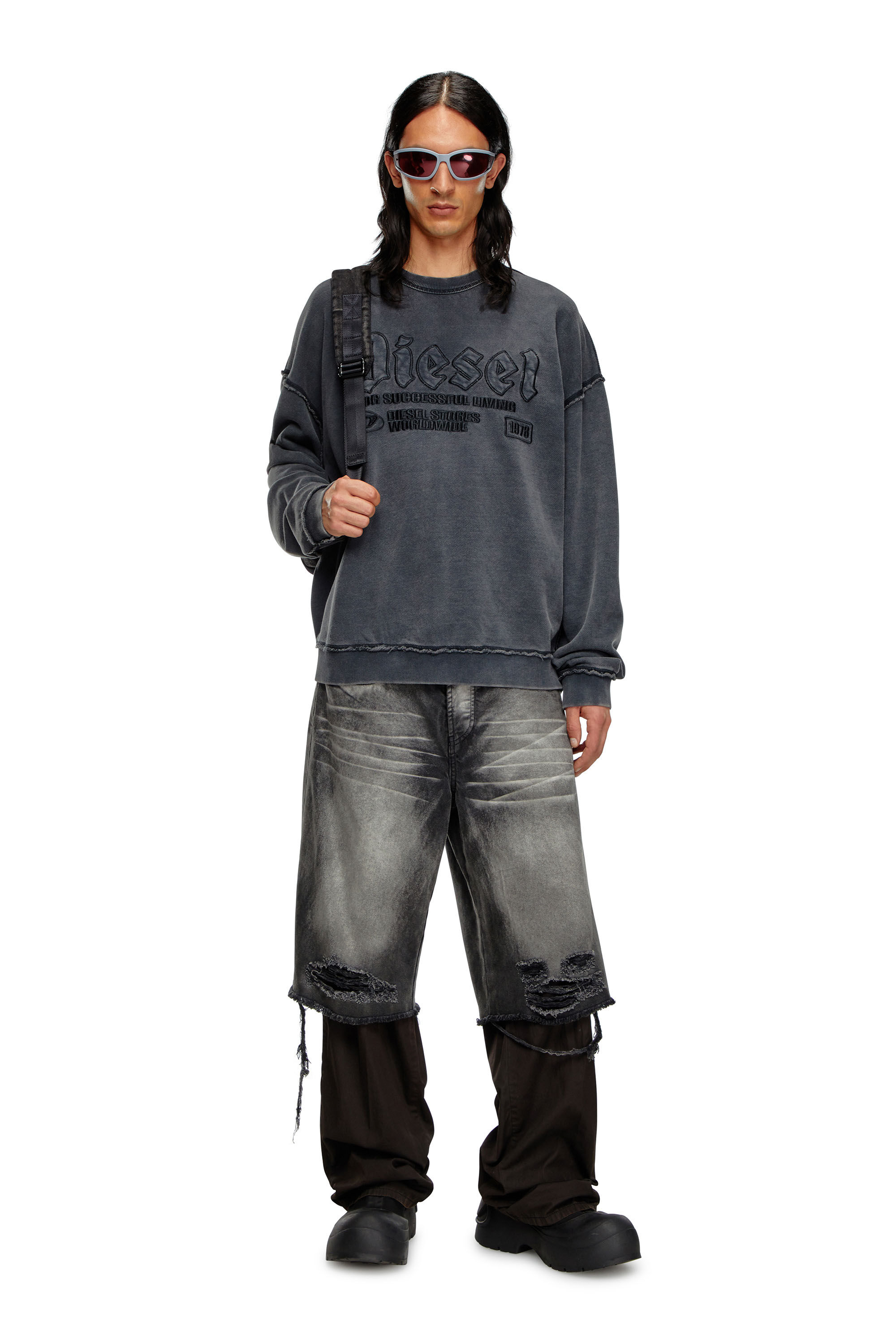 スウェット・トレーナー *DIESEL* S Box D Man to Man Black A149030GEAD9XX A149030GEAD Men's Sweatshirt with Denim Division logo | Black | Diesel