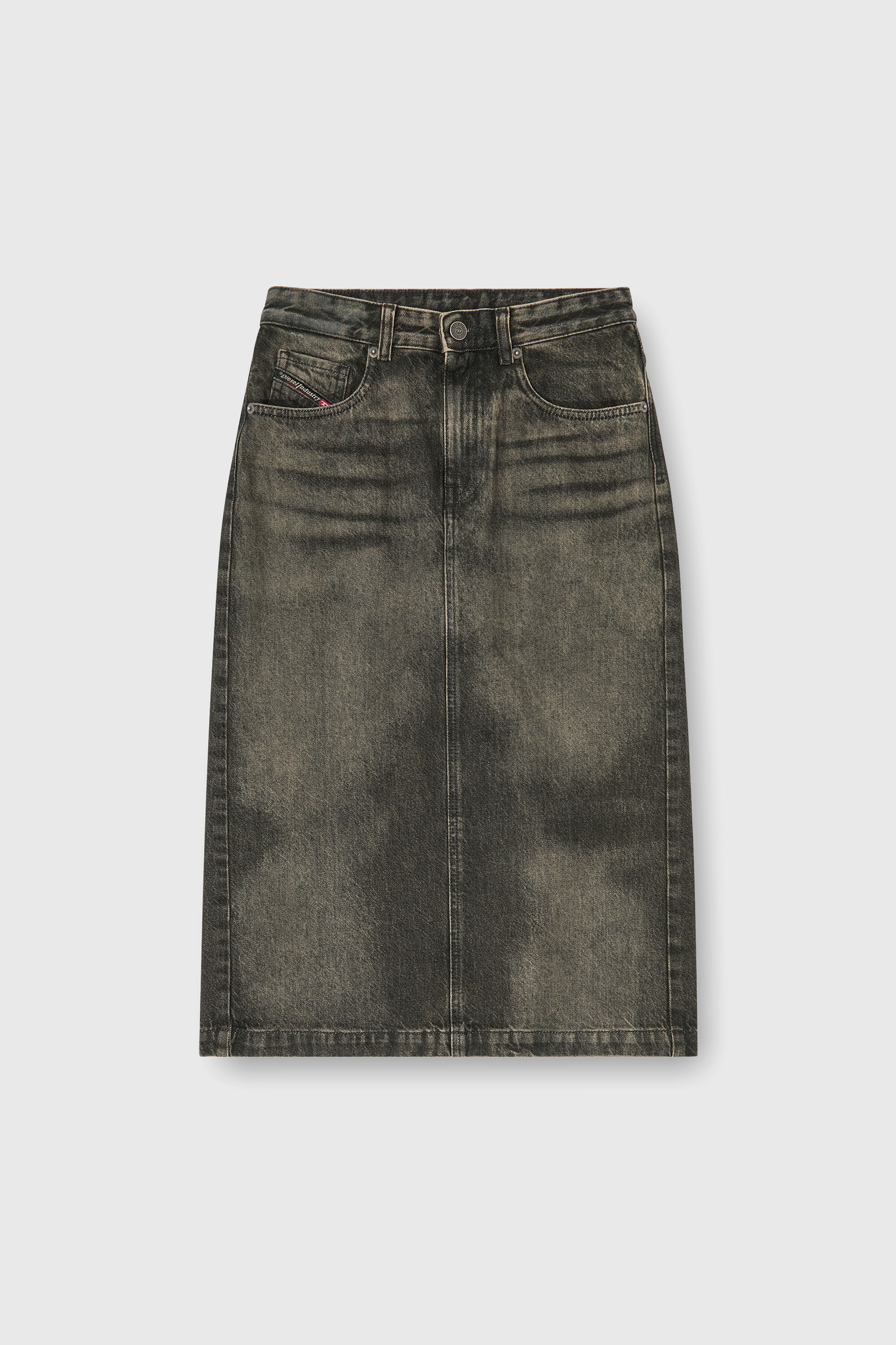 Diesel - DE-PENDY-FSJ, Jupe crayon en denim effet us&eacute; Femme in Noir - 2