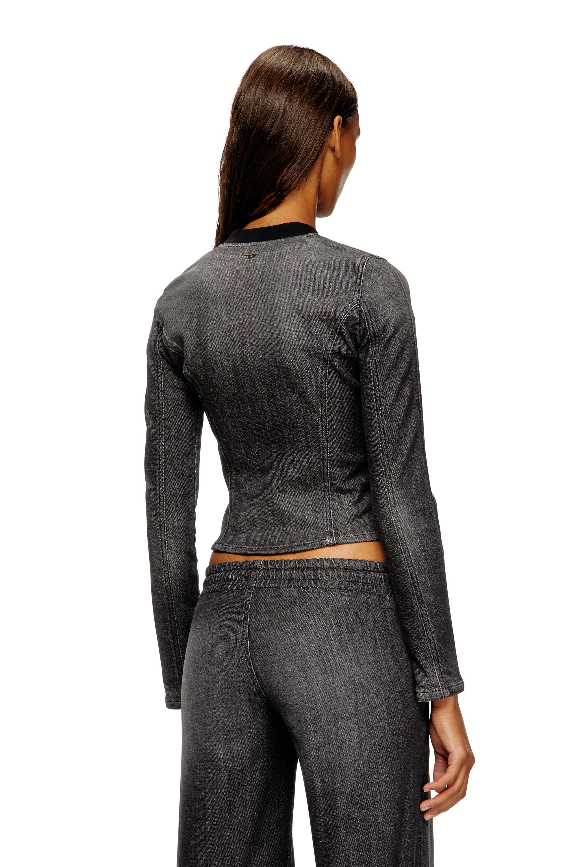 Diesel - DE-GARY-D JOGG, Veste cropped en denim monochrome Femme in Noir - 4