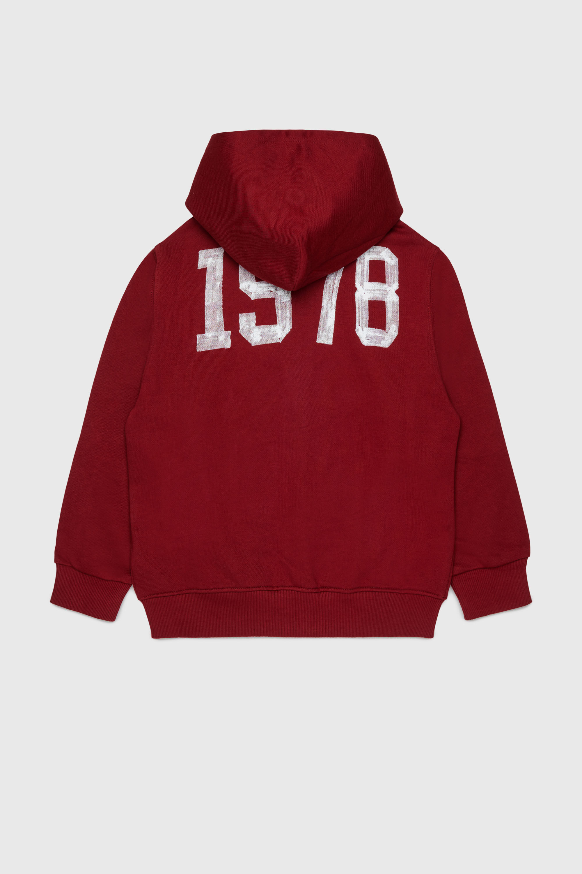 Diesel - SBANDHOOD OVER, Sweat &agrave; capuche zipp&eacute; avec logo effet peinture Homme in Rouge - 2