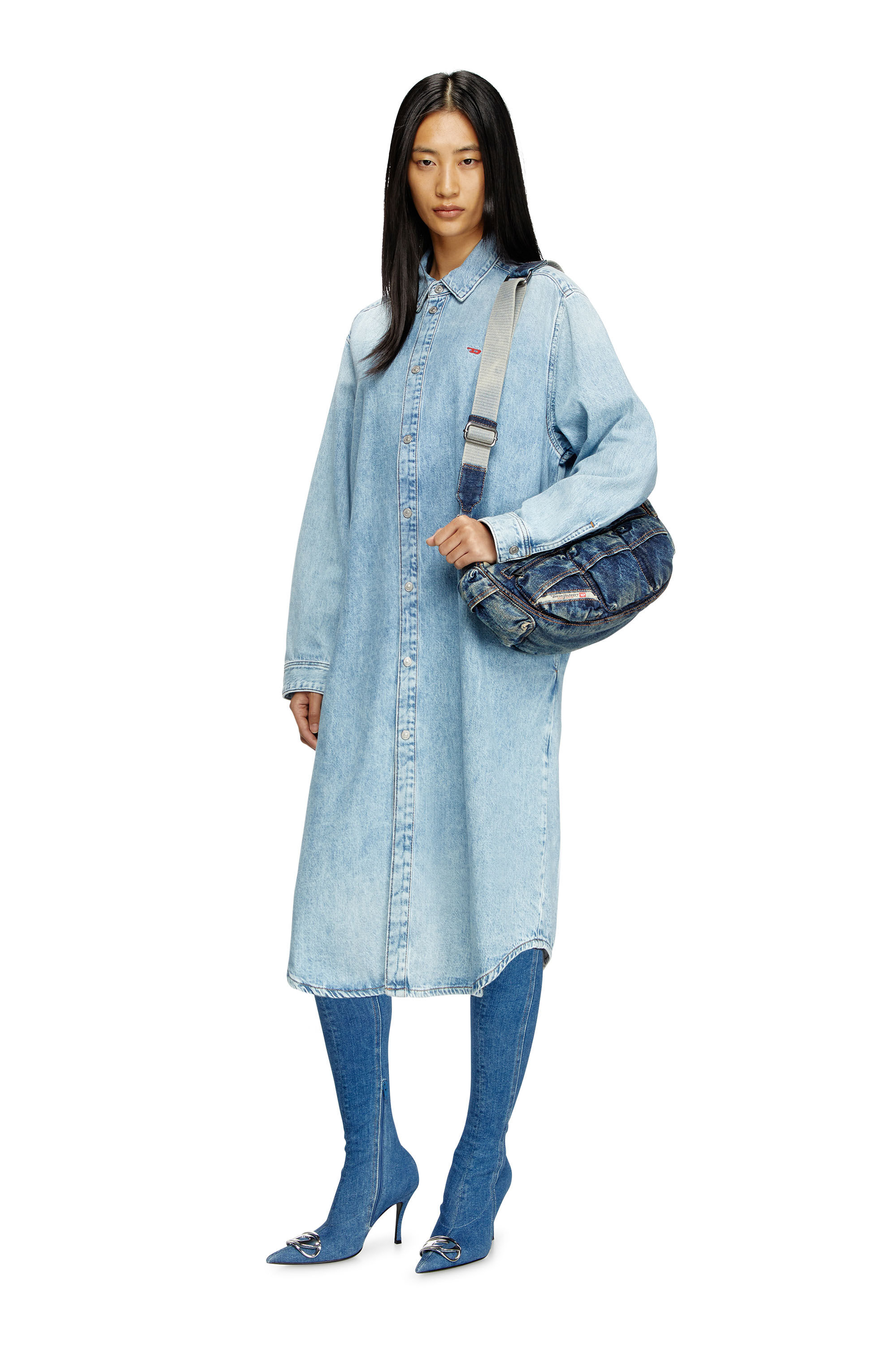 Diesel - DE-DALIS, Robe chemise en denim Femme in Bleu - 1