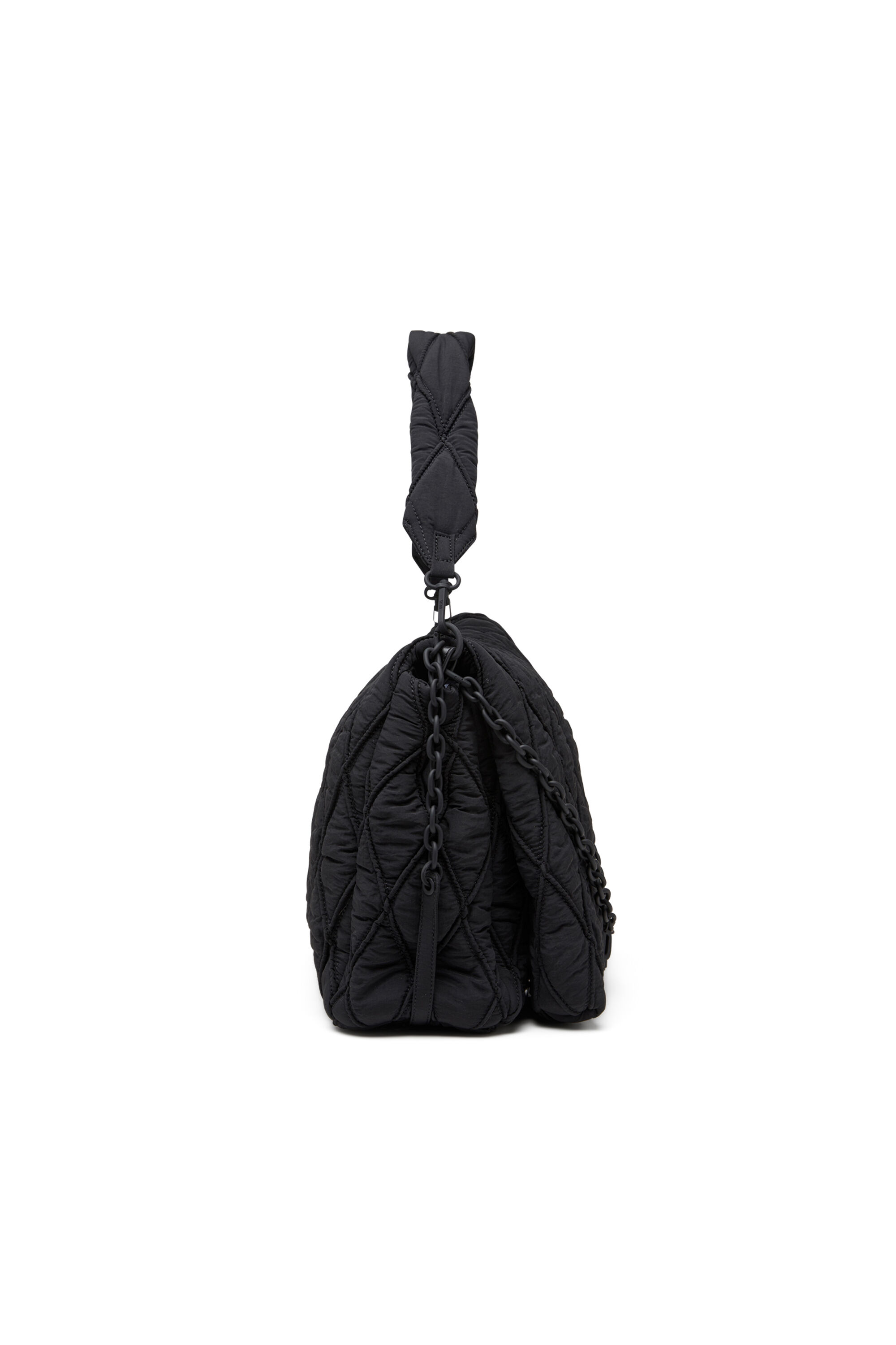 Diesel - CHARM-D SHOULDER L, Sac à bandoulière en nylon délavé matelassé Femme in Noir - 4