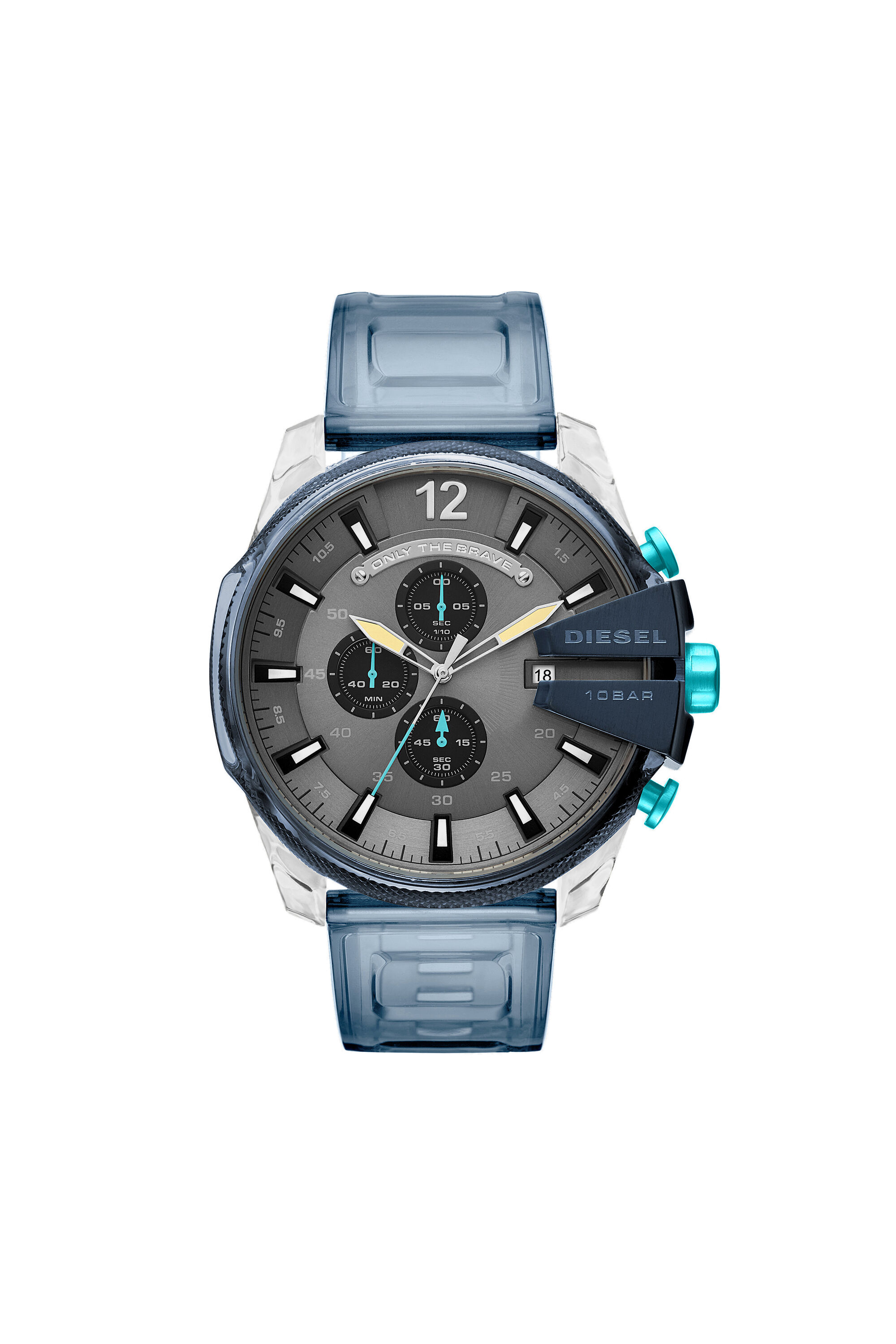 DZ4487 Man Mega Chief chronograph watch in blue silicone Diesel