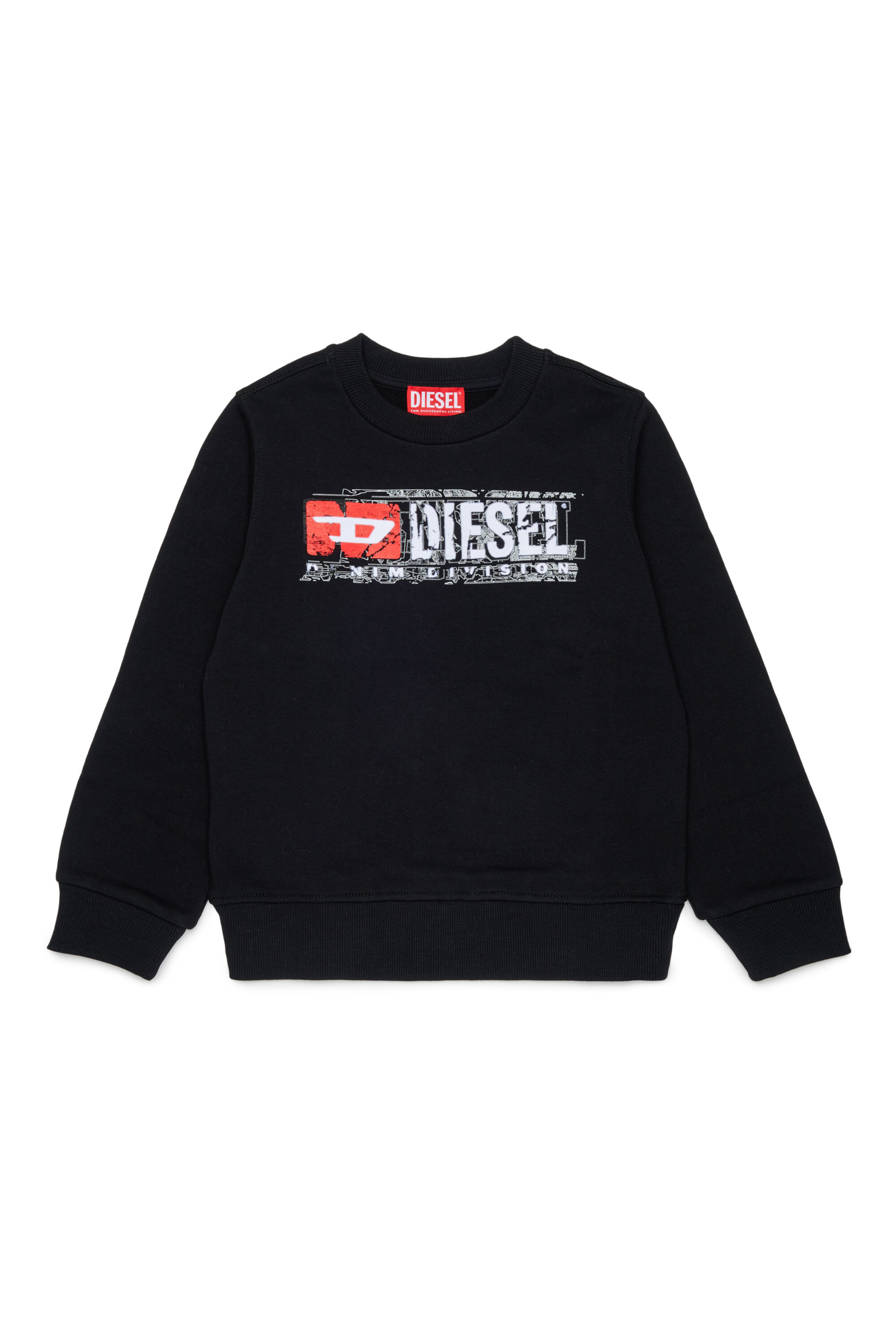Diesel - SLOMIX, Sweat-shirt avec logo effet us&eacute; Homme in Noir - 1