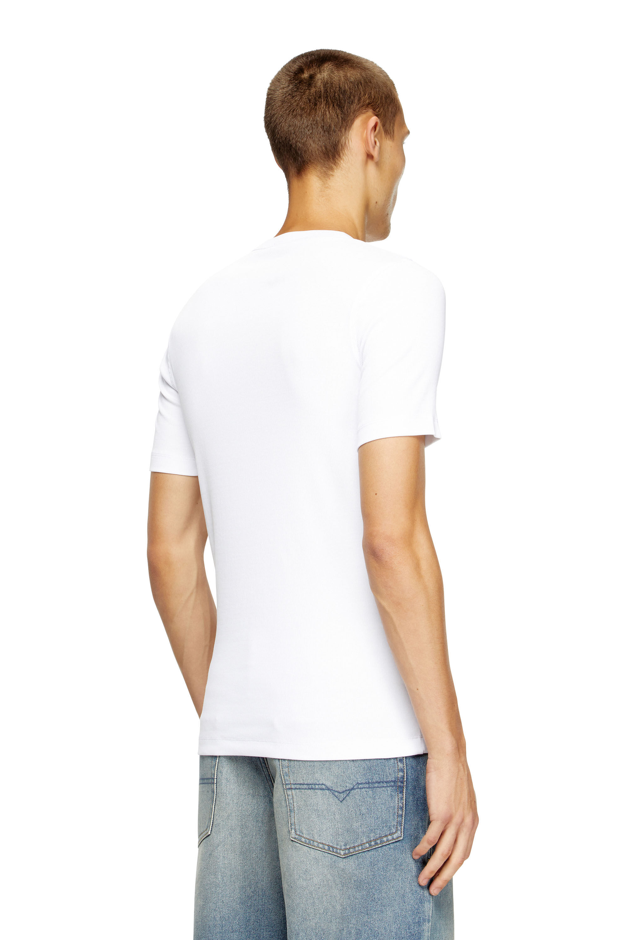 Diesel - D-RIBBER-N, T-shirt avec empiècement D Homme in Blanc - 4