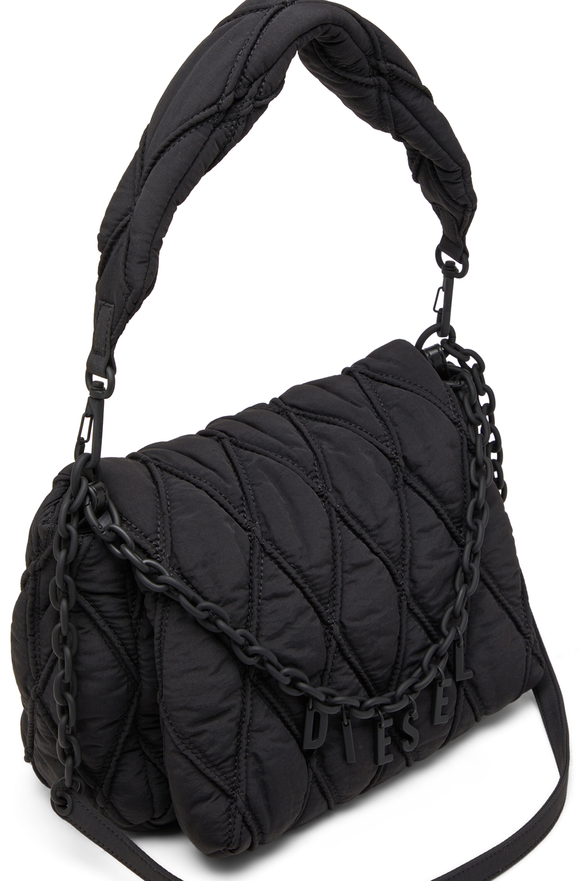Charm D M Sac a bandouliere en nylon matelasse Femme Noir Diesel