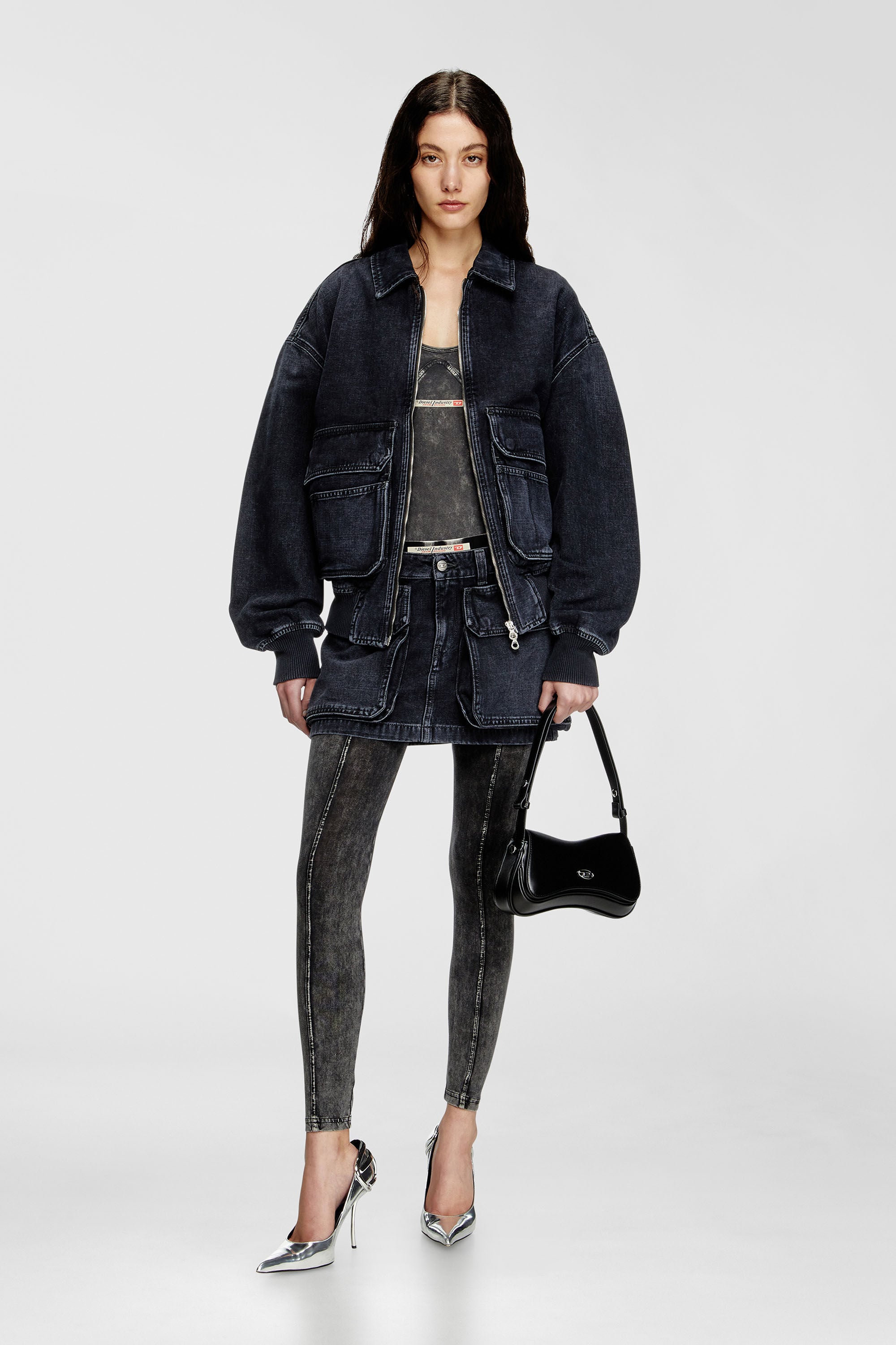 Diesel - D-KURZ, Veste en denim tiss&eacute; batavia Mixte in Noir - 7