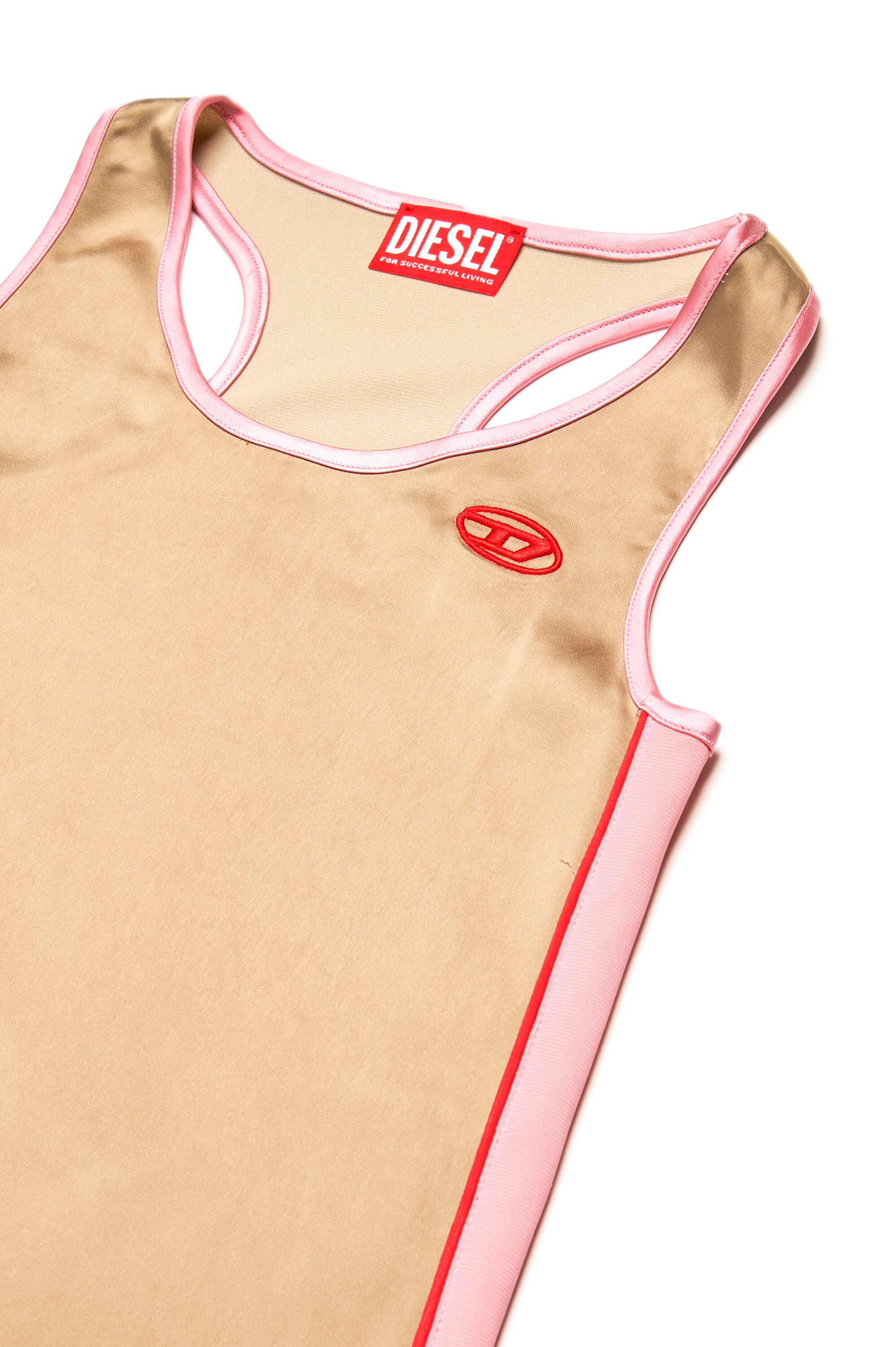 Diesel - DARLYN, Robe à dos nageur en satin et jersey Femme in Marron - 3