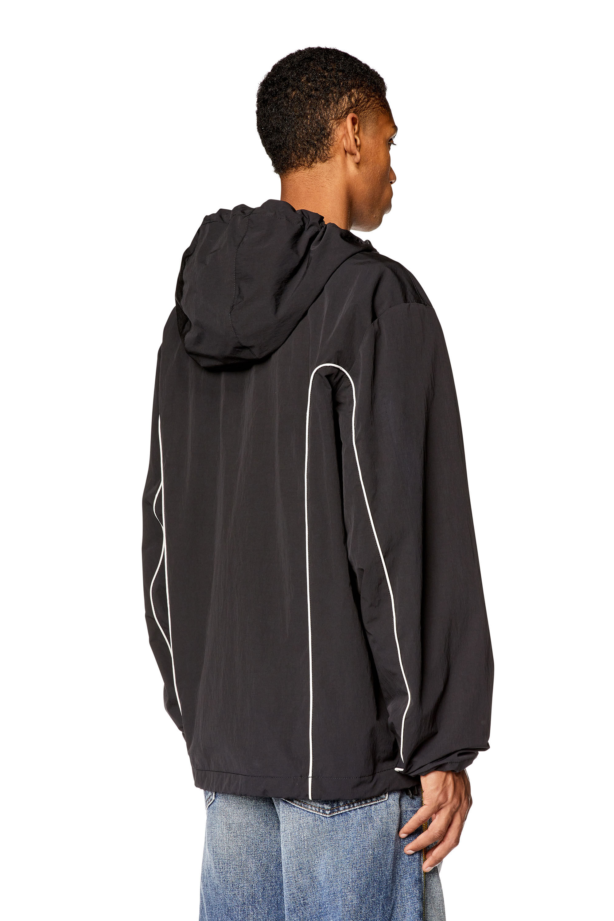 Men's Windbreaker with contrast piping | Black | Diesel