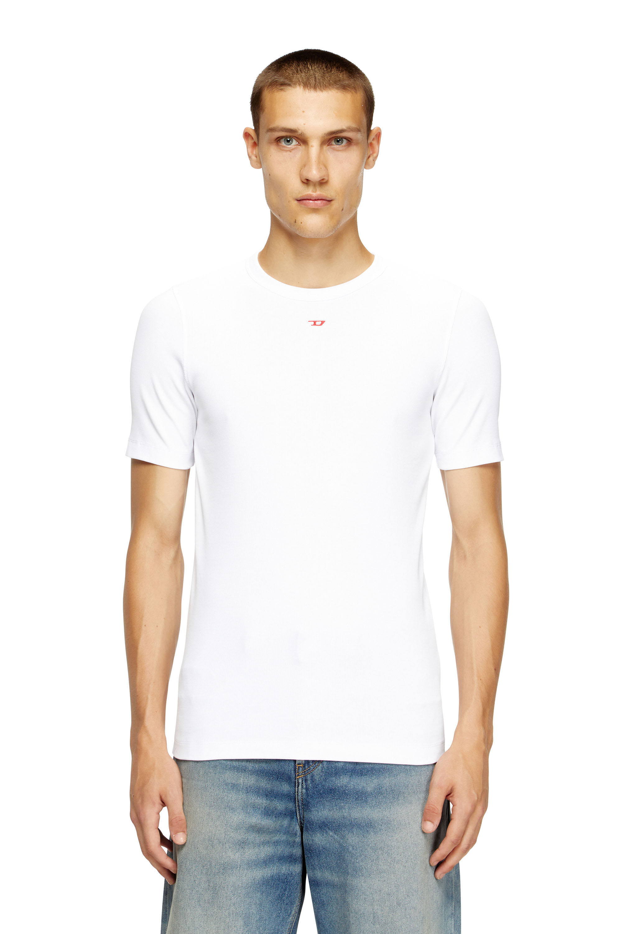 Diesel - D-RIBBER-N, T-shirt avec empiècement D Homme in Blanc - 3