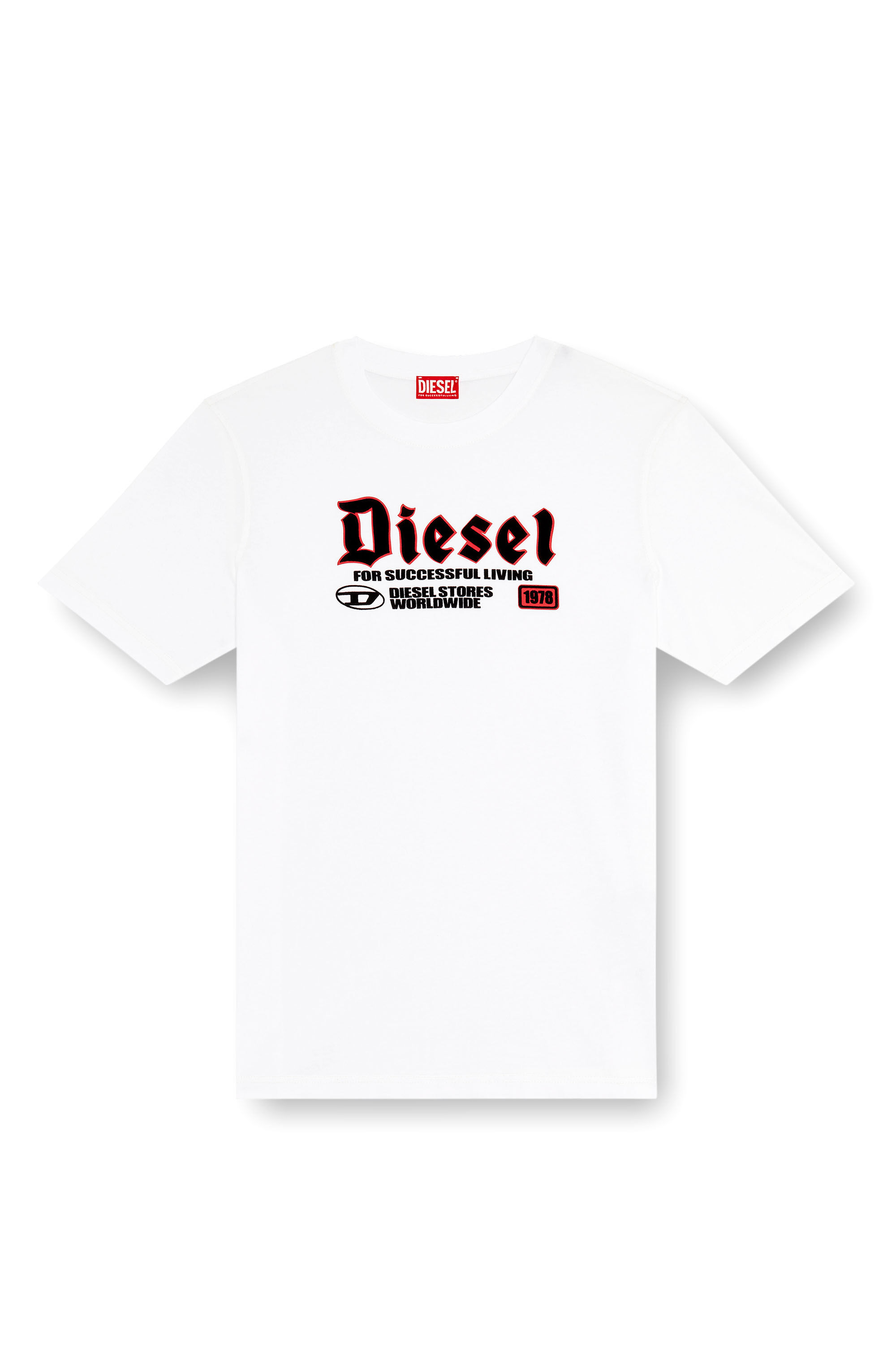関税込【DIESEL】T Adjust K1 short sleeve T-shirt/White/ロゴ Men's T-shirt with flocked Diesel print | White | Diesel