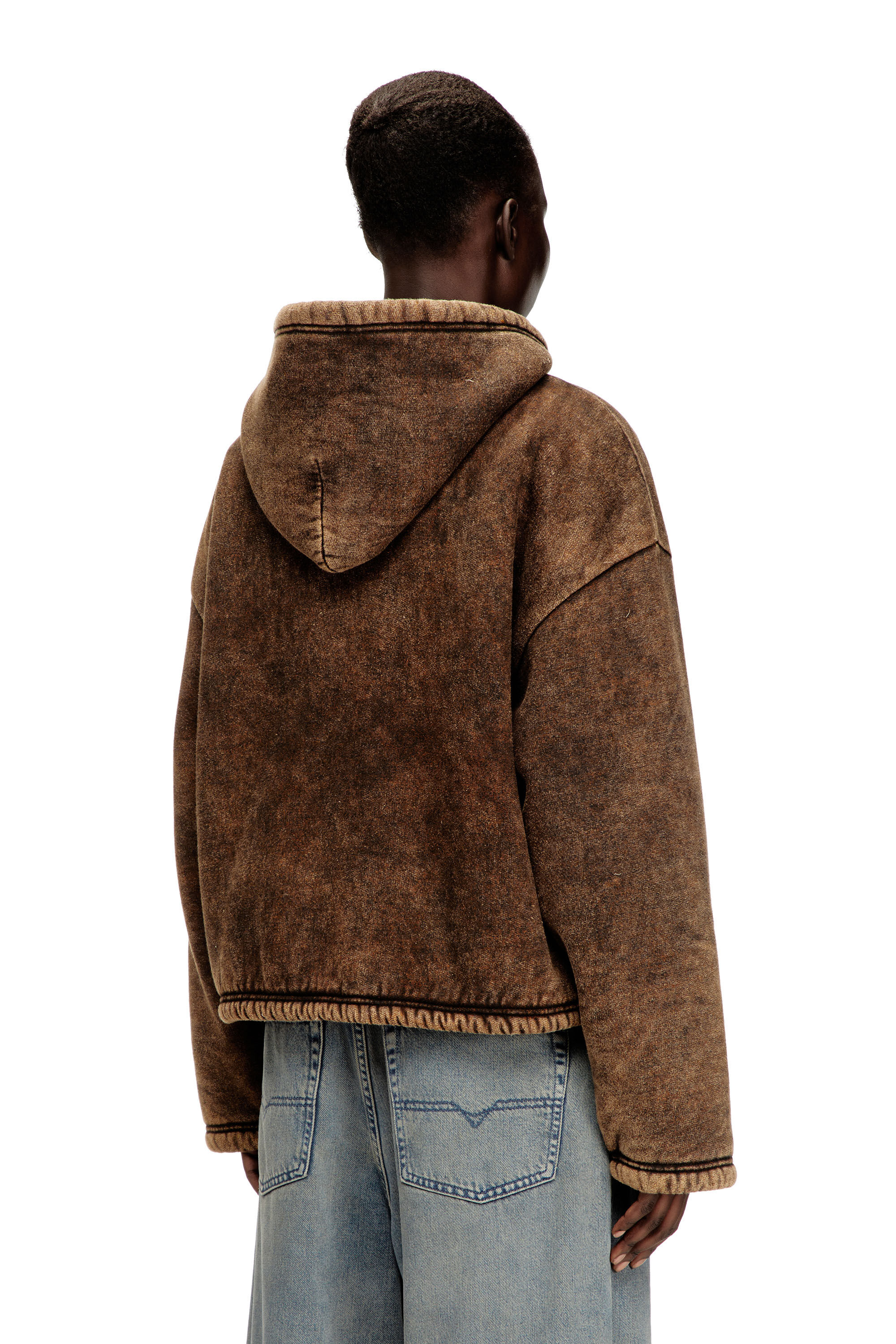 Diesel - F-ELLA, Hoodie zippé délavé à l'acide avec doublure en peluche. Femme in ToBeDefined - 3