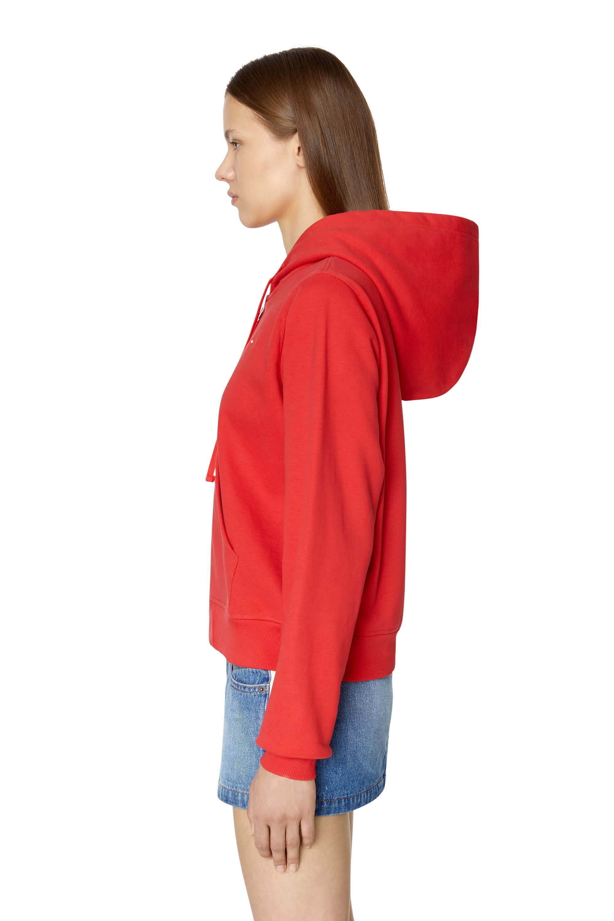 Diesel - F-REGGY-HOOD-ZIP-MICRODIV, Femme Sweat-shirt à capuche avec micro logo brodé in Rouge - Image 5