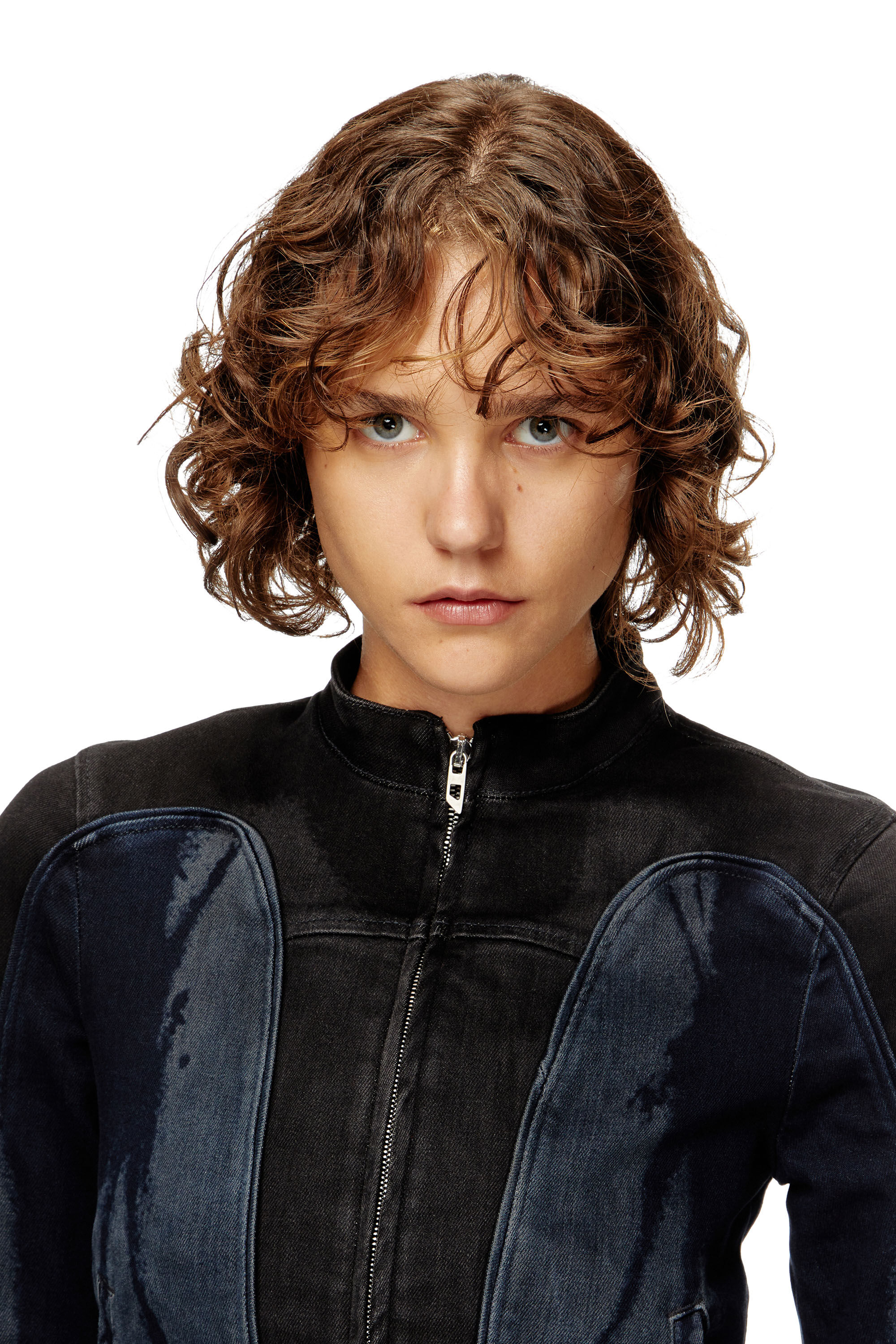 Diesel - DE-MORNY-S, Veste style motard en denim bicolore Femme in Polychrome - 5
