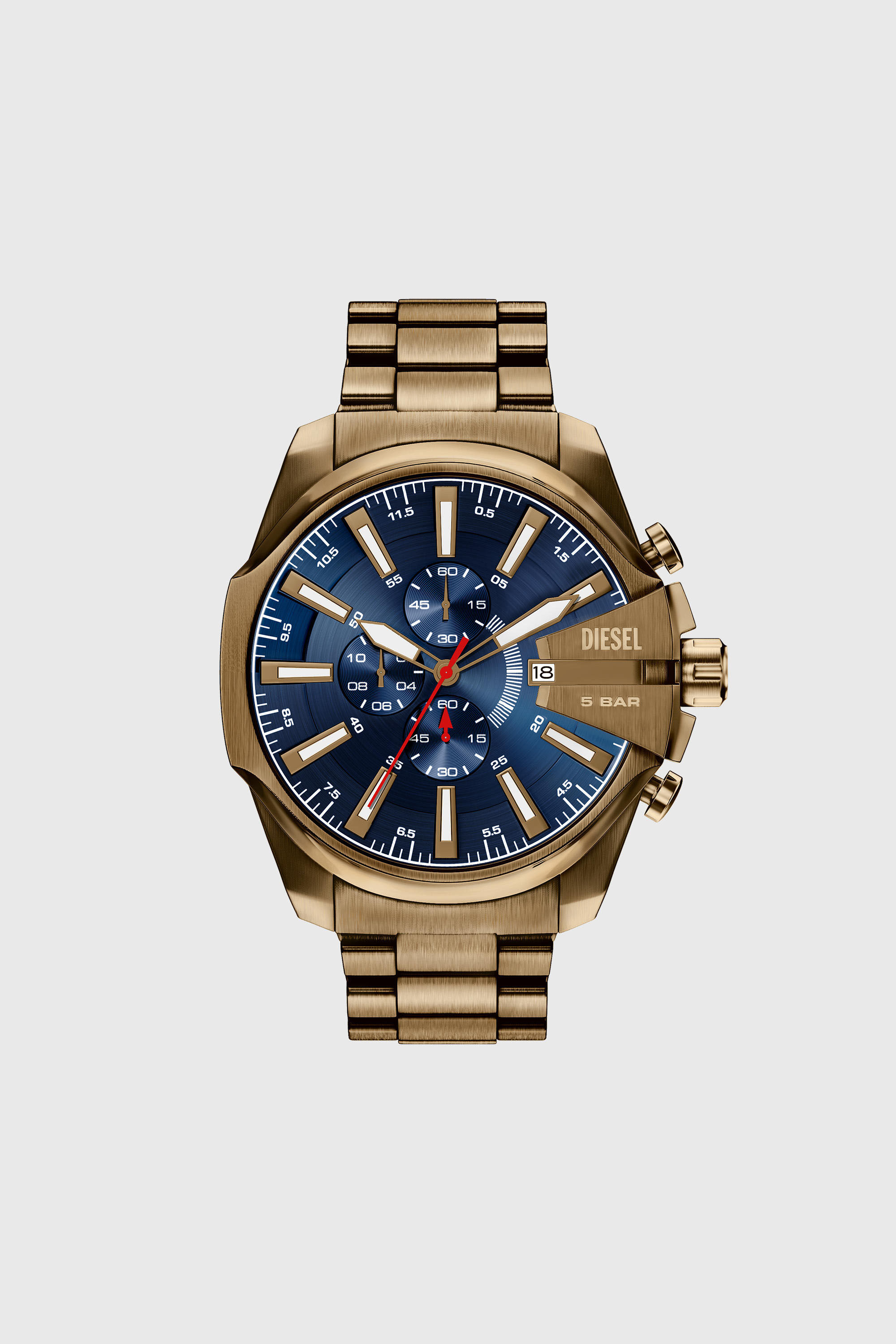 Diesel - DZ4736 WATCH, Montre Mega Chief Slim en acier inoxydable finition or vieilli Homme in Dor&eacute; - 1