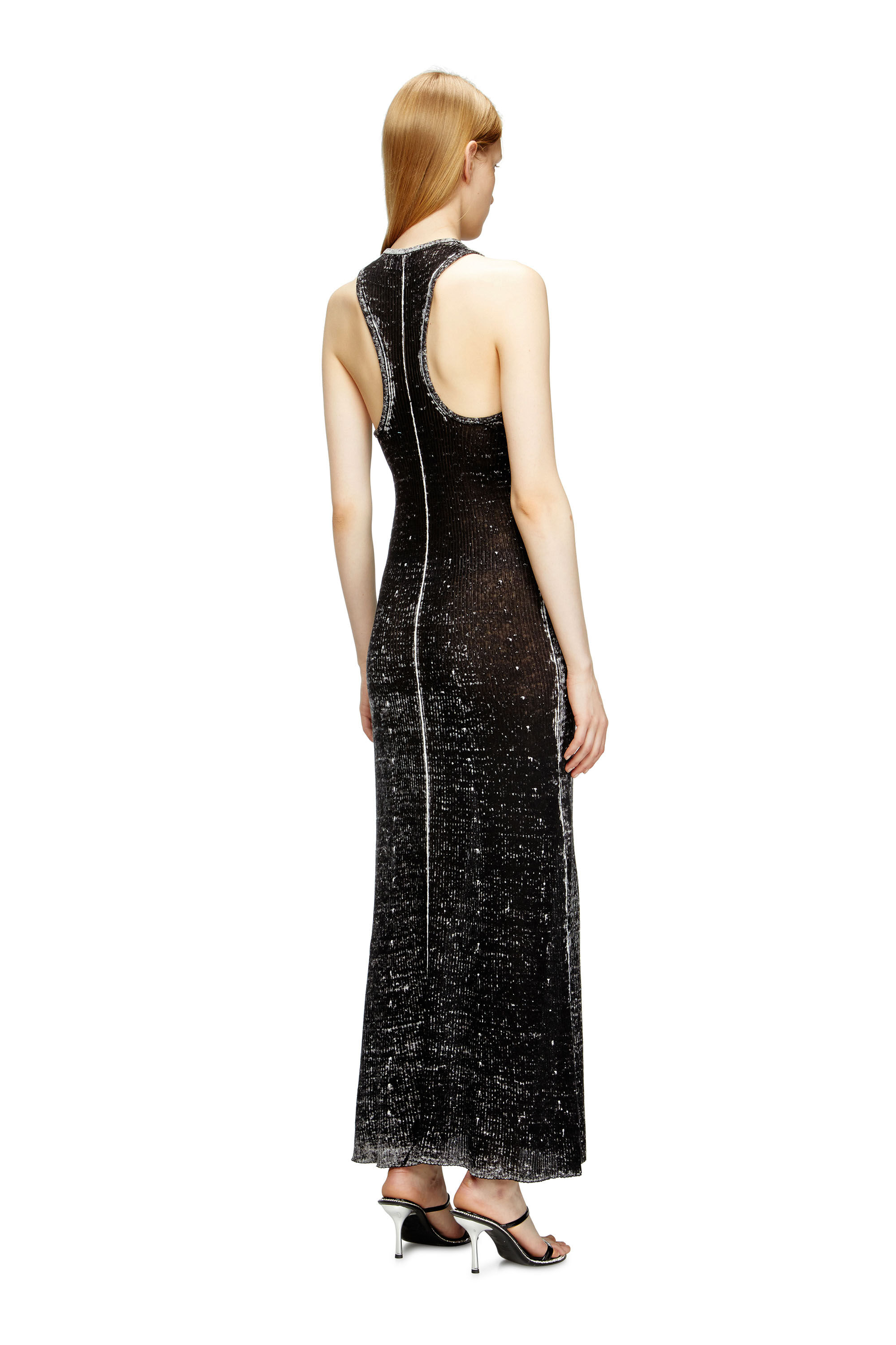Diesel - M-RAB, Robe en lin tricoté avec logo cut-out Femme in Noir - 4
