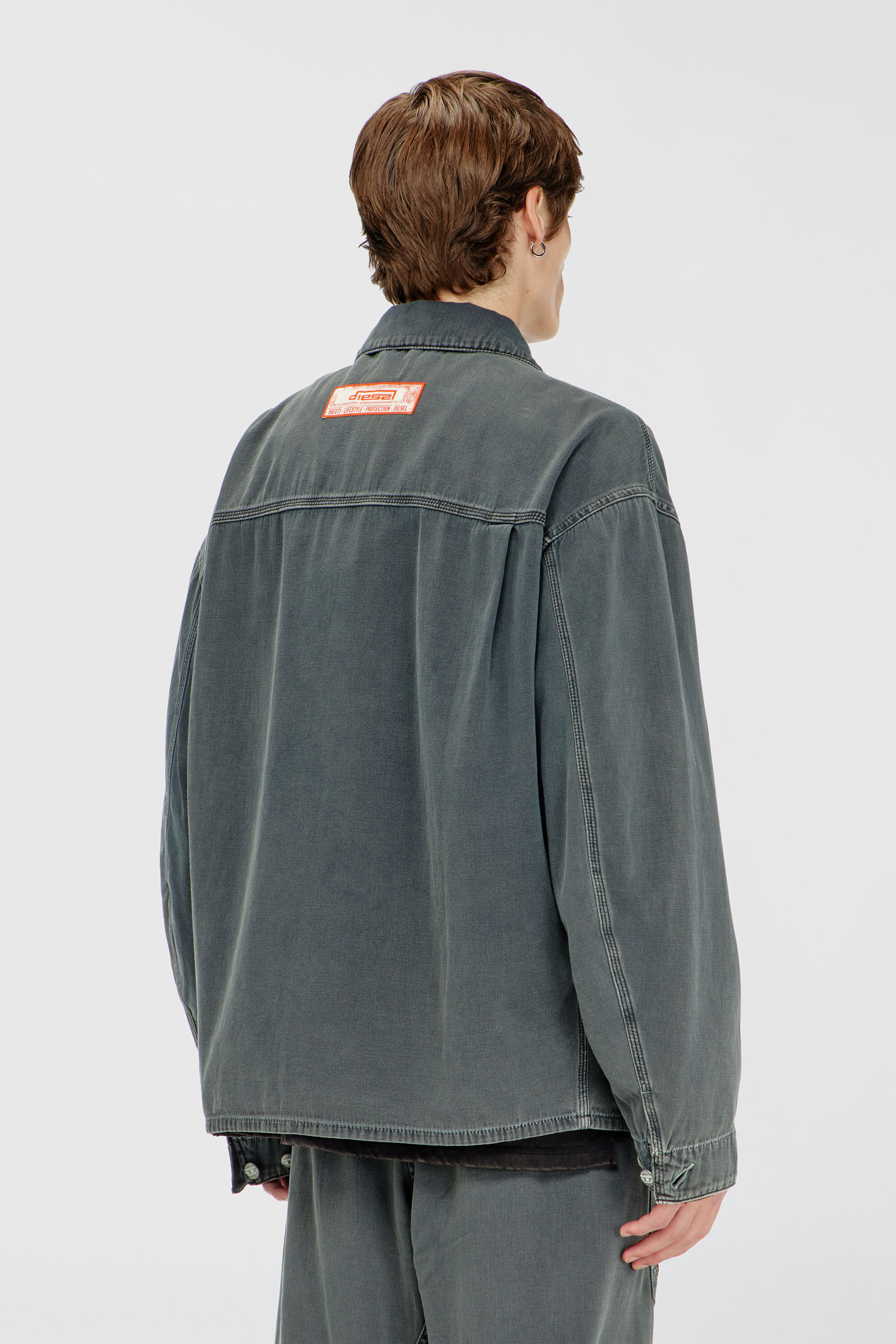 Diesel - D-STACK-U, Veste style utility en denim color&eacute; Mixte in Gris - 4
