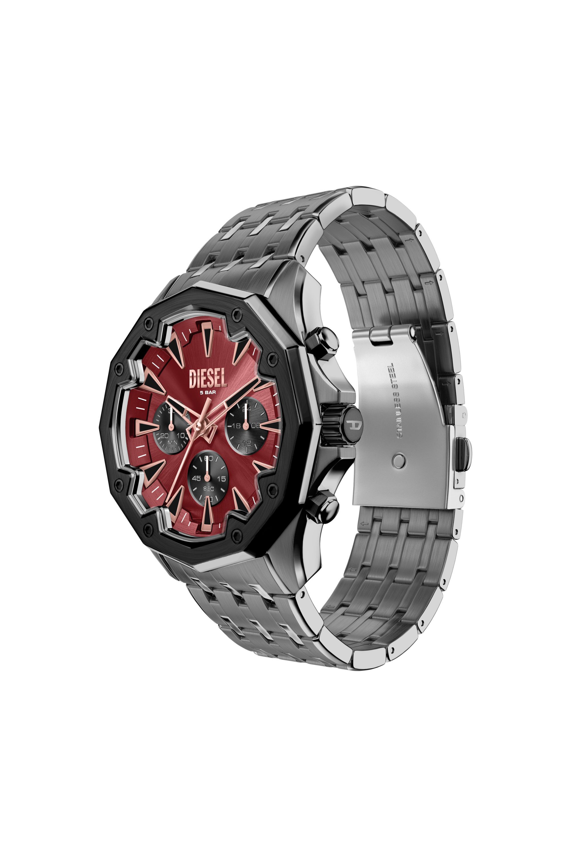 Diesel - DZ4715 WATCH, Montre Stinger en acier inoxydable finition gunmetal Homme in Gris - 5
