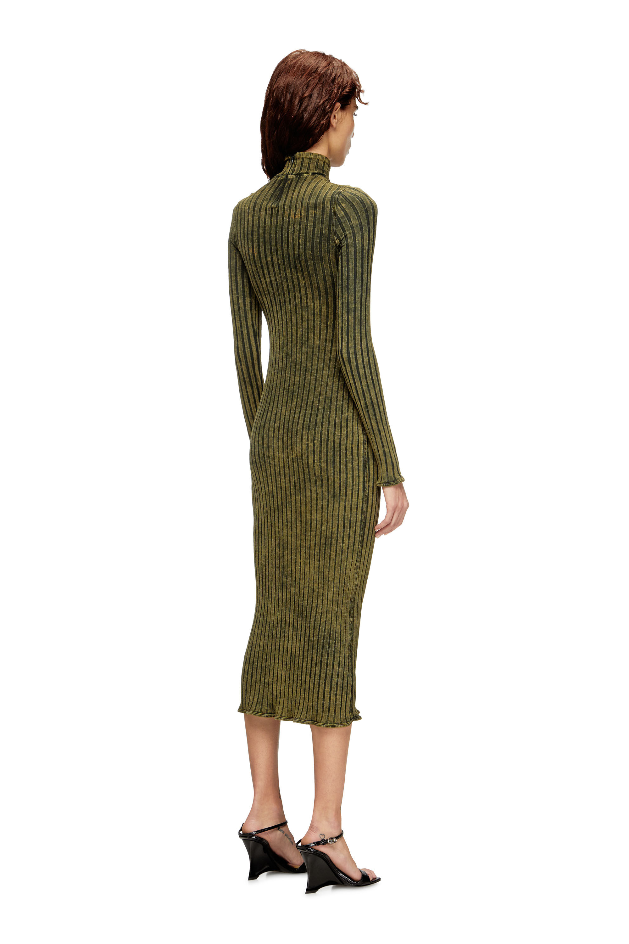 Diesel - D-WAVYA, Robe midi en jersey à larges côtes traité Femme in Vert - 4