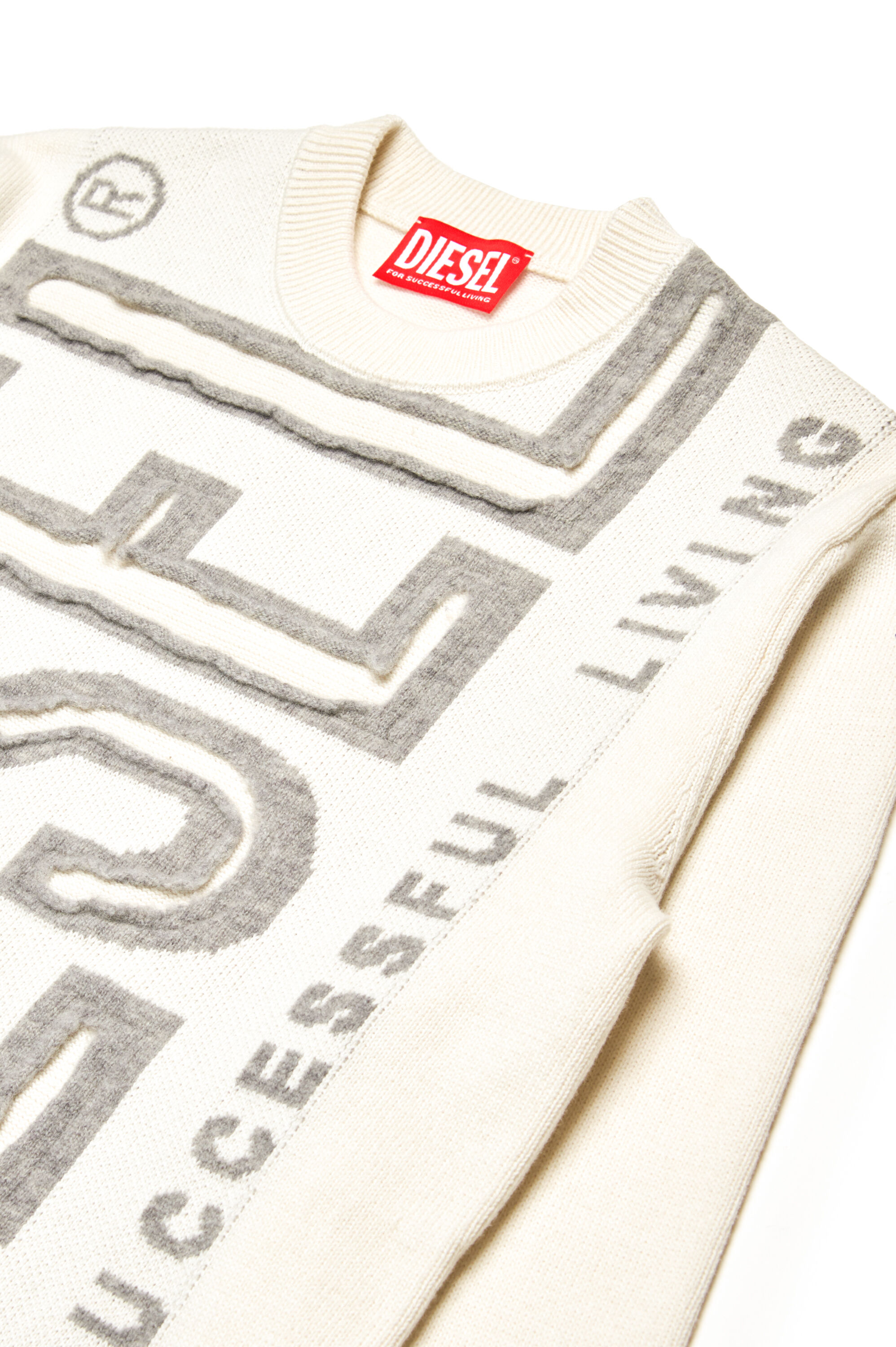 Diesel - KFLOYD OVER, Pull avec logo effet peel-off Homme in Blanc - 3