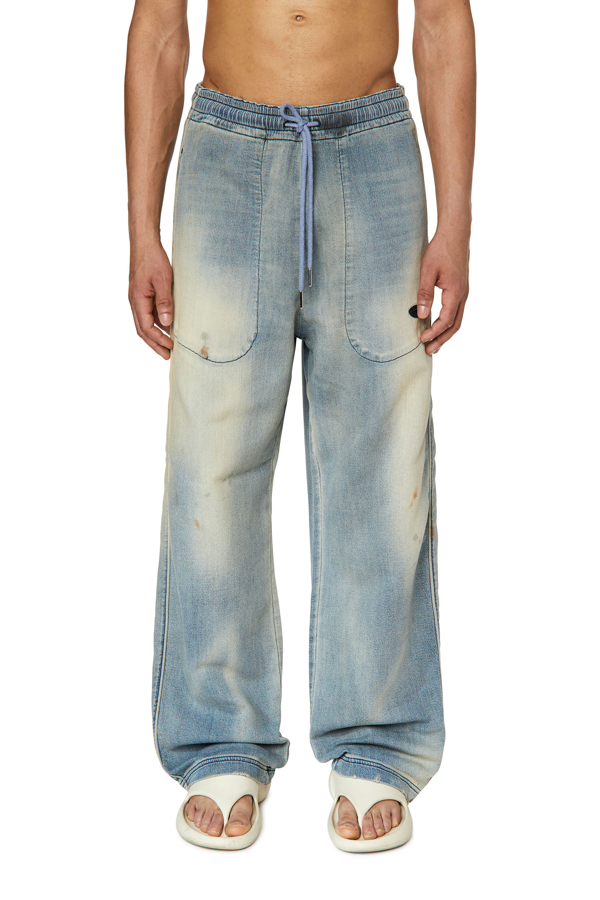 Diesel - D-Martians Track Denim 09G48 Straight, Light Blue - Image 3