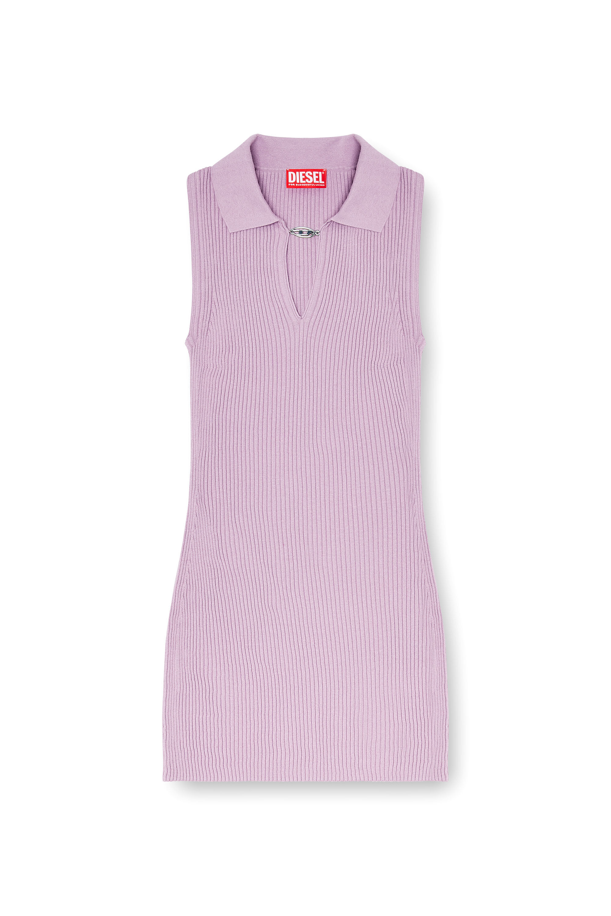 Diesel - M-LILMA, Woman's Short polo dress in silk-blend rib knit in null - 2