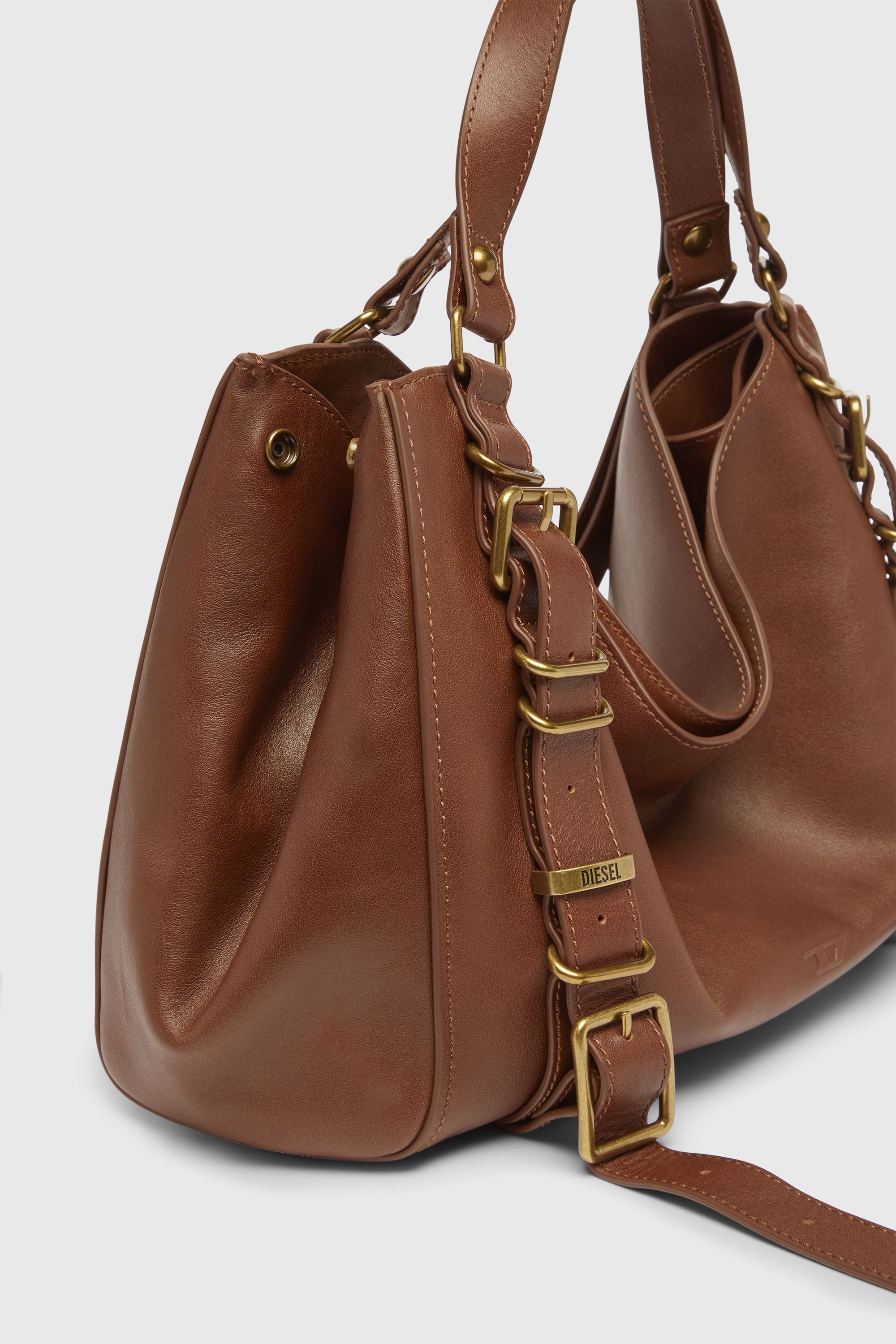 Diesel - D-ONE TOPHANDLE M, D-One-Sac medium &agrave; poign&eacute;e sup&eacute;rieure en cuir trait&eacute; Mixte in Marron - 6