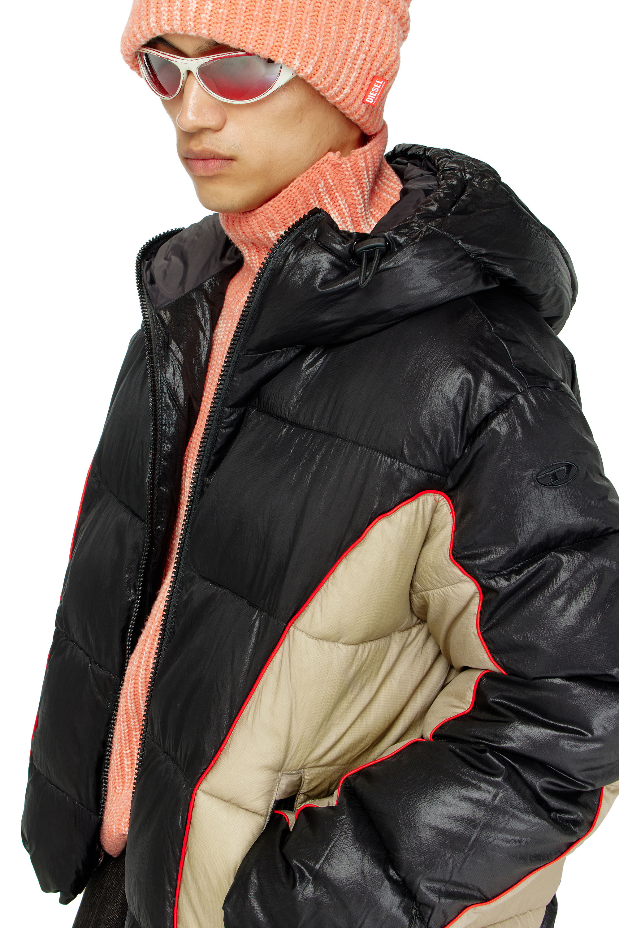 Diesel - W-OSTEND, Veste doudoune &agrave; capuche en ripstop brillant Homme in Polychrome - 5
