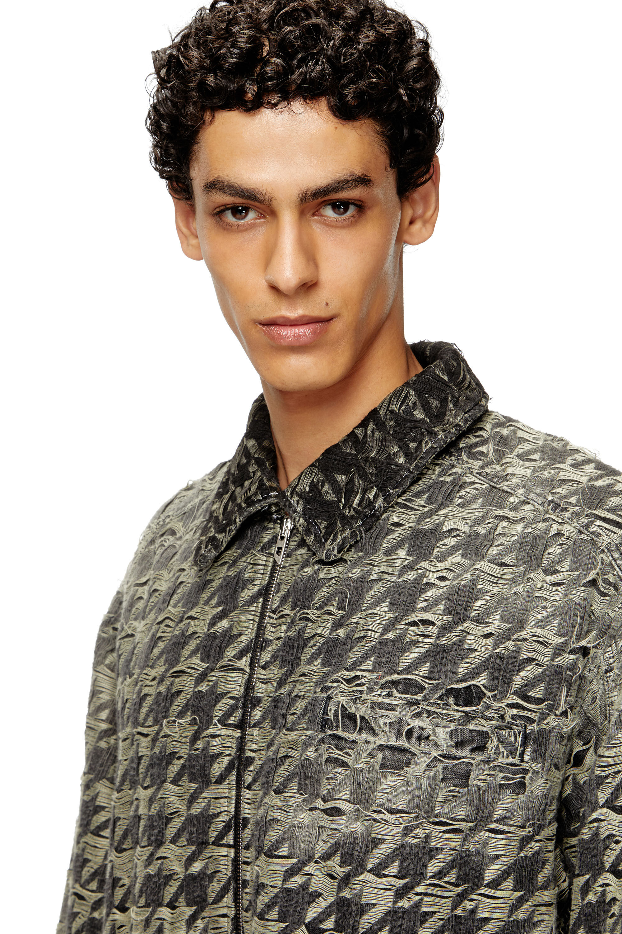 Diesel - D-ELMO-FSH, Veste en denim tissé pied-de-poule Homme in Noir - 5