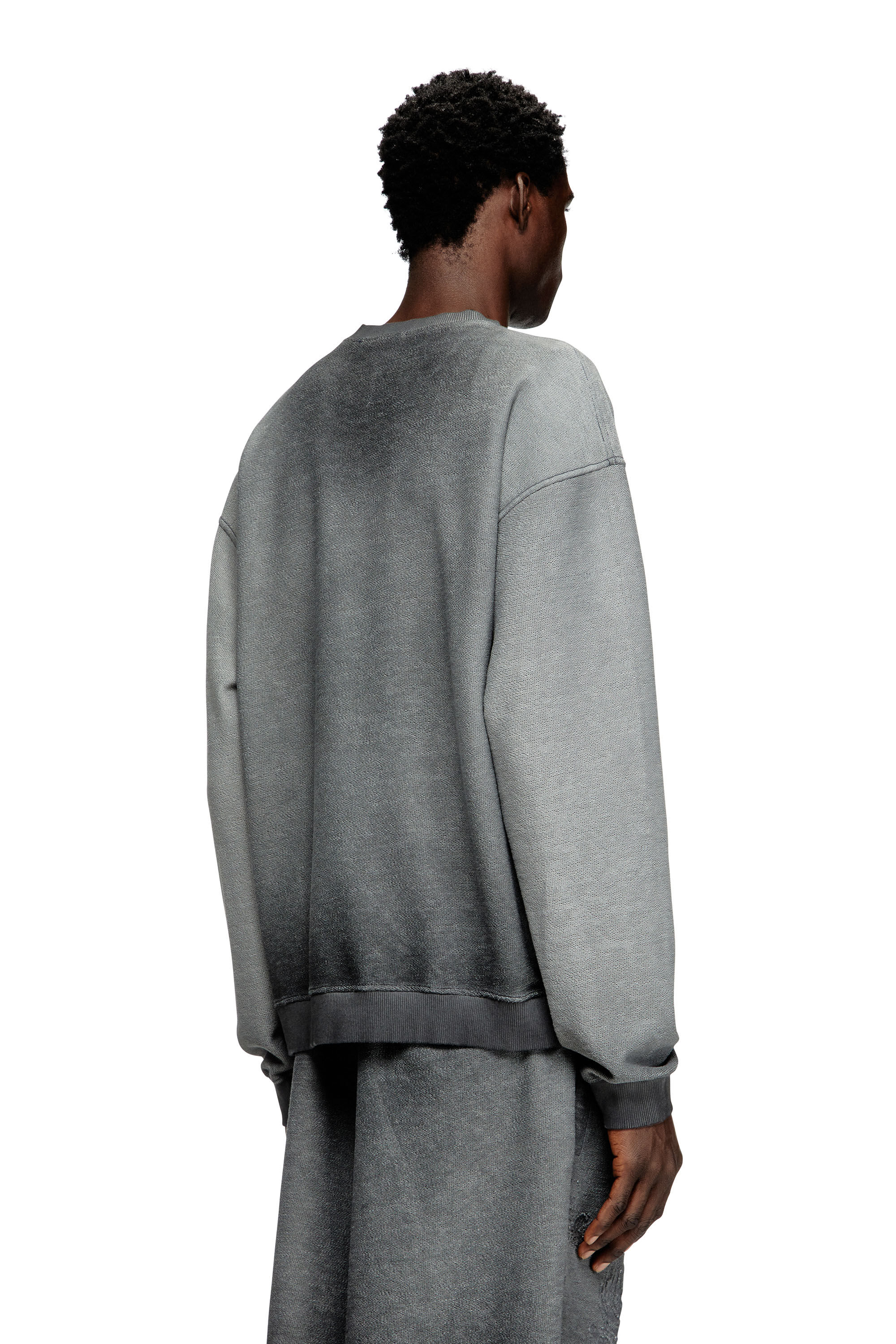 Men's Faded sweatshirt with devoré Phoenix logo | Grey | Diesel